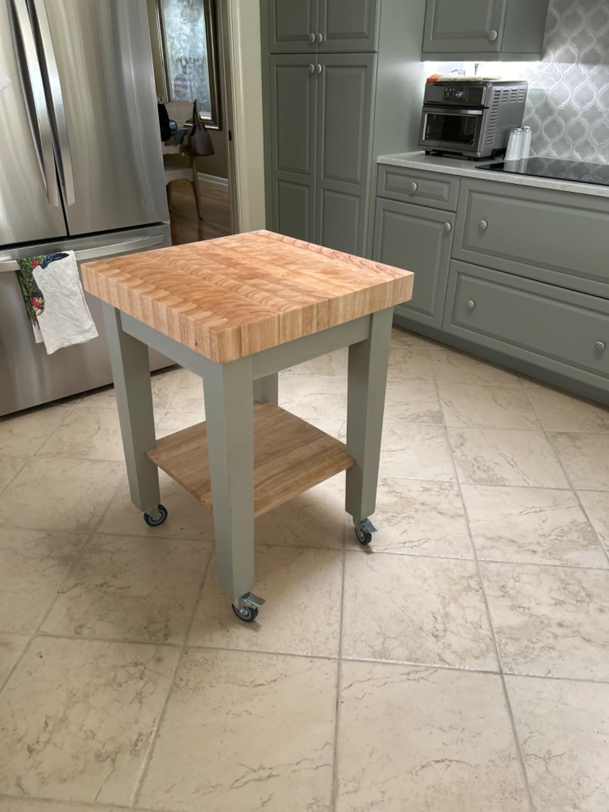 IC International Concepts Solid Wood Island Cart, Butcher Block, Unfinished customer photo 2