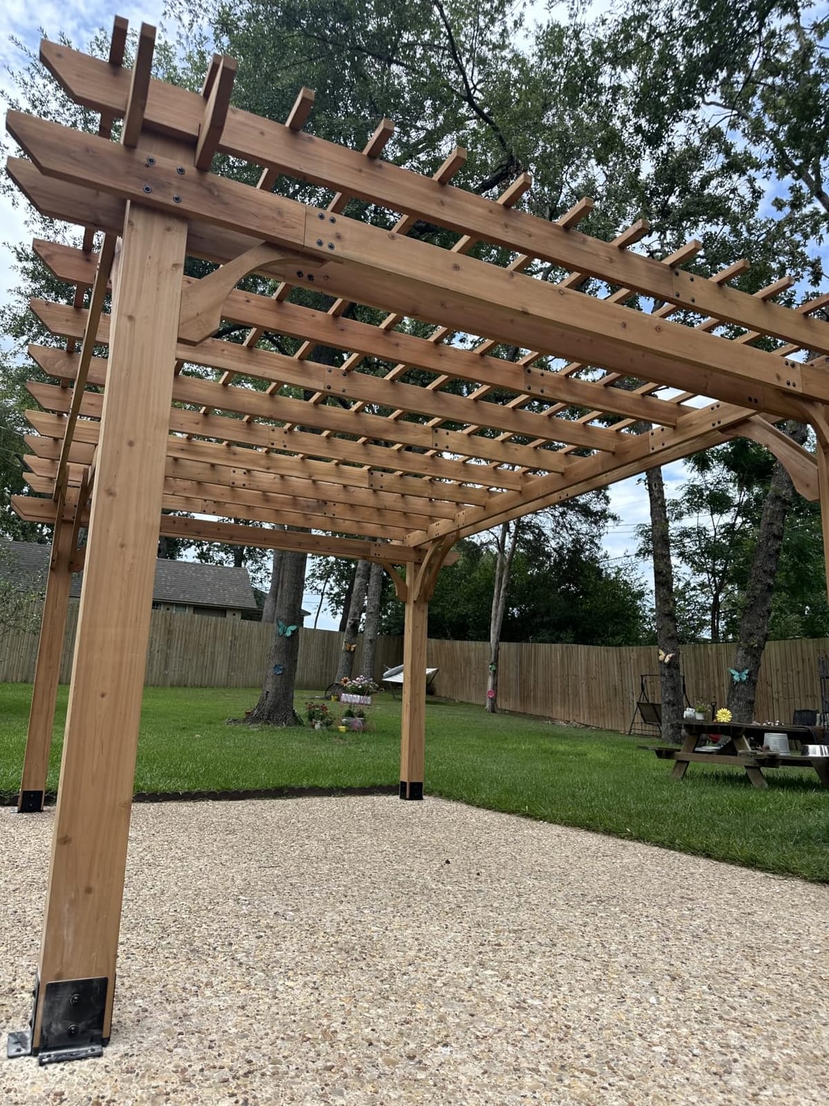 Backyard Discovery Beaumont 12' x 10' Traditional Cedar Wood Pergola Kit with Trellis Roof, All-Season Durability, High-Wind Rating, PowerPort, Shade for Outdoor Patio, Deck, Garden, and Entertaining customer photo 2