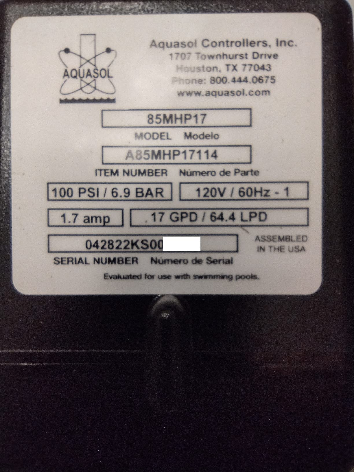 Stenner 85MJH2A2S Peristaltic Adjustable-Head Chemical Injection Pump, 0.8-17 GPD, 100 PSI, 120V, Polycarbonate, Black customer photo 2