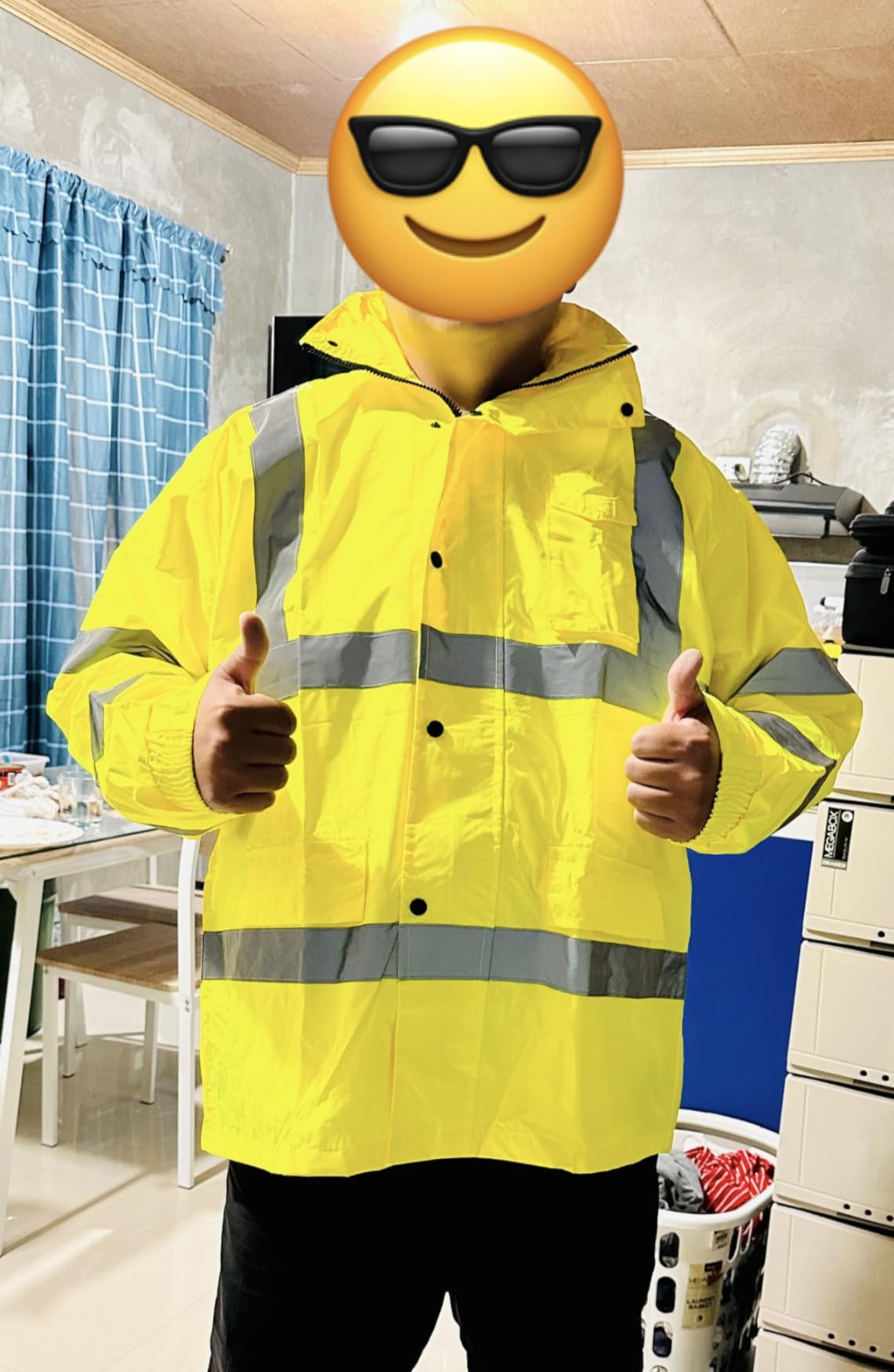 JORESTECH Class 3 Hi-Vis Waterproof Rain Jacket - Lightweight PU-coated with taped seams, mesh lining, concealed hood, storm flap, and adjustable cuffs customer photo 2