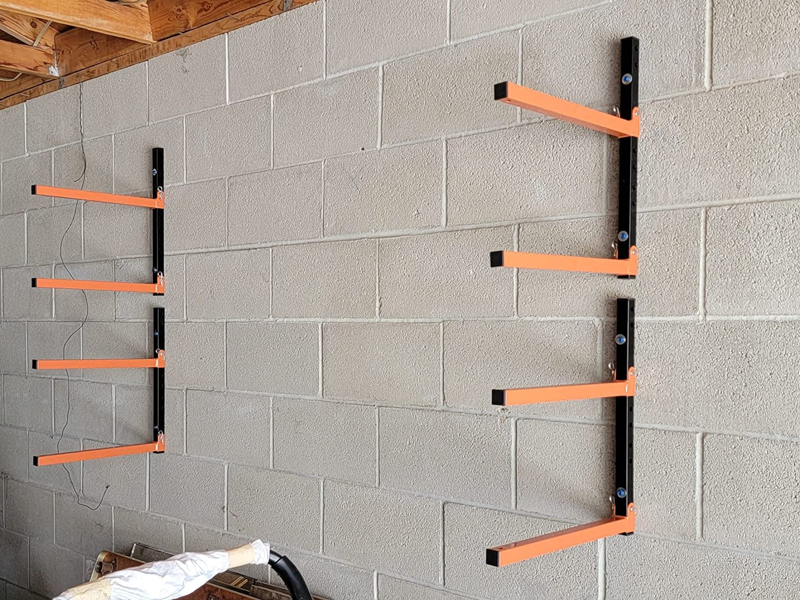 Homydom Heavy Duty Wall Mounted Lumber Storage Rack, 3-Level, 4 Pack Metal Garage Shelving System for Wood, Pipes & Skis, 300 Lbs Capacity customer photo 2