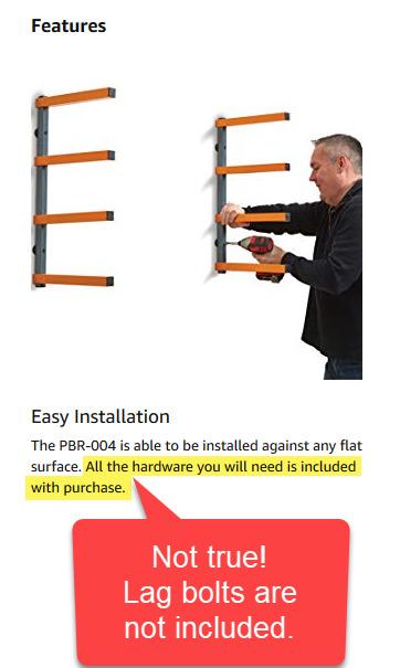BORA Wood Rack 4-Level Heavy Duty Lumber Storage Rack Wall Mount PBR-0410 customer photo 1