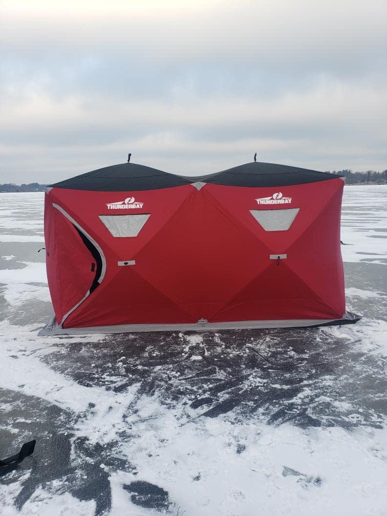 THUNDERBAY Ice Cube Series Pop-Up Hub-Style Ice Fishing Shelter, 68-112 Square Feet of Fishable Area, Portable 6-8 Person Ice Shanty customer photo 2