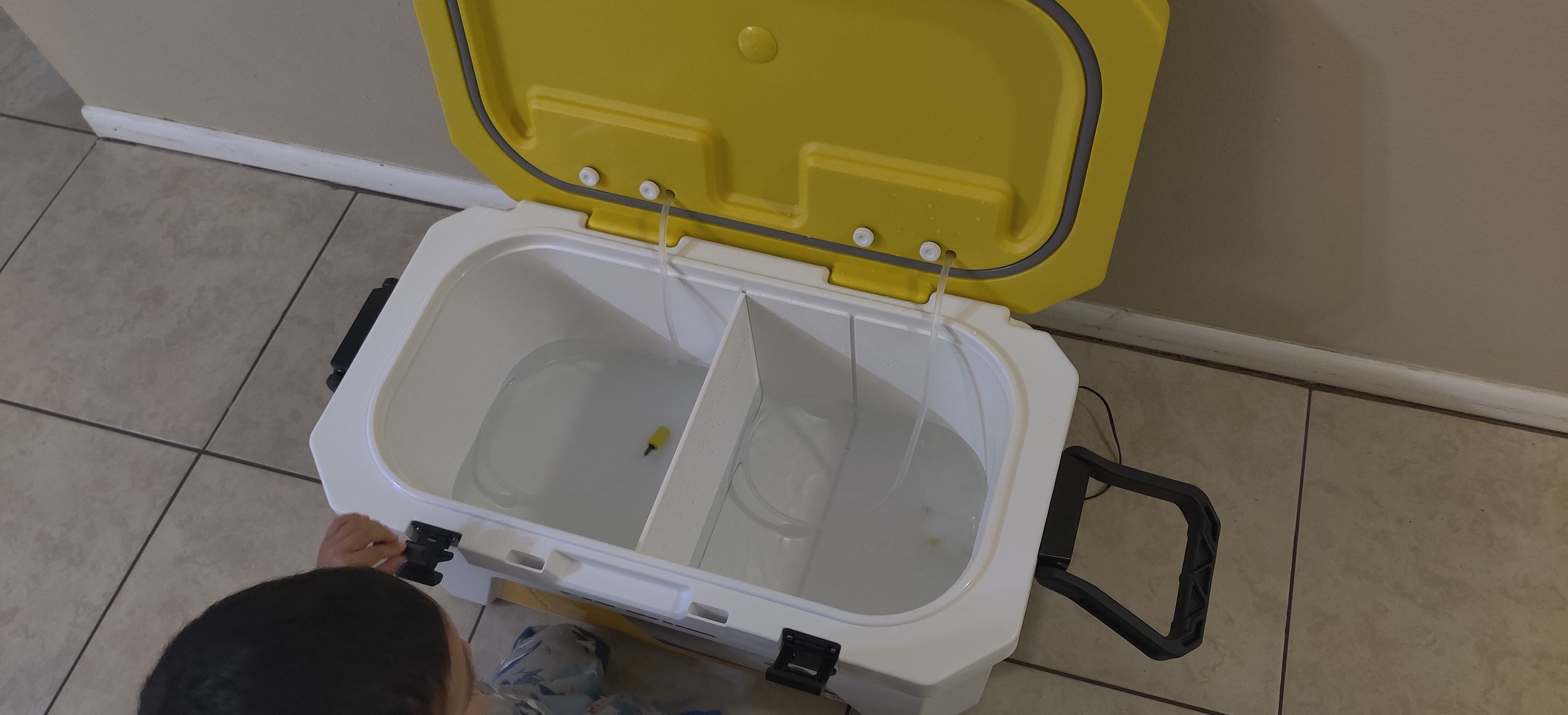 Frabill Magnum Bait Station 30 | 30 Quart Bait Cooler with Dual Aeration, White and Yellow customer photo 1