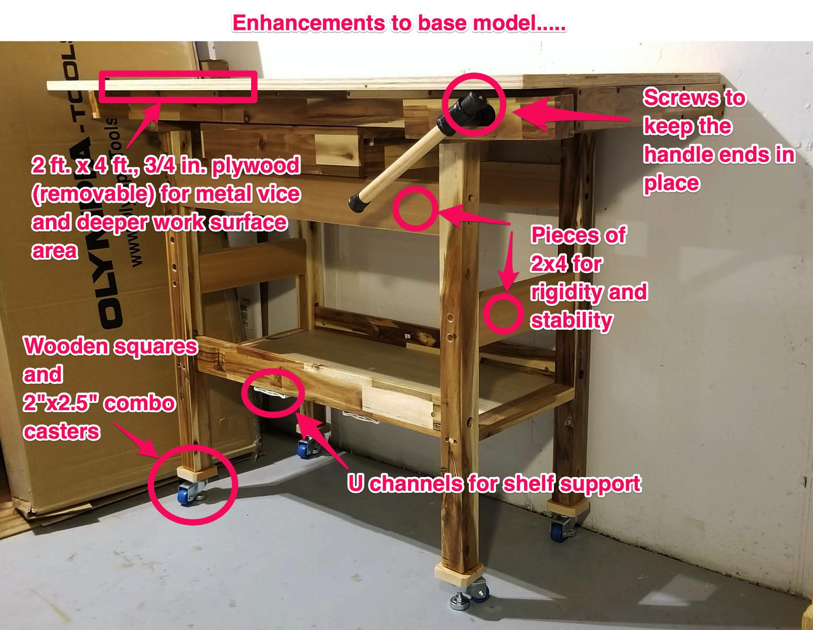 Olympia Tools 48 Inch Acacia Hardwood Woodworking Carpentry Work Bench Table with Built in Vise, Storage Drawer and Shelf, 330 Pound Capacity customer photo 2