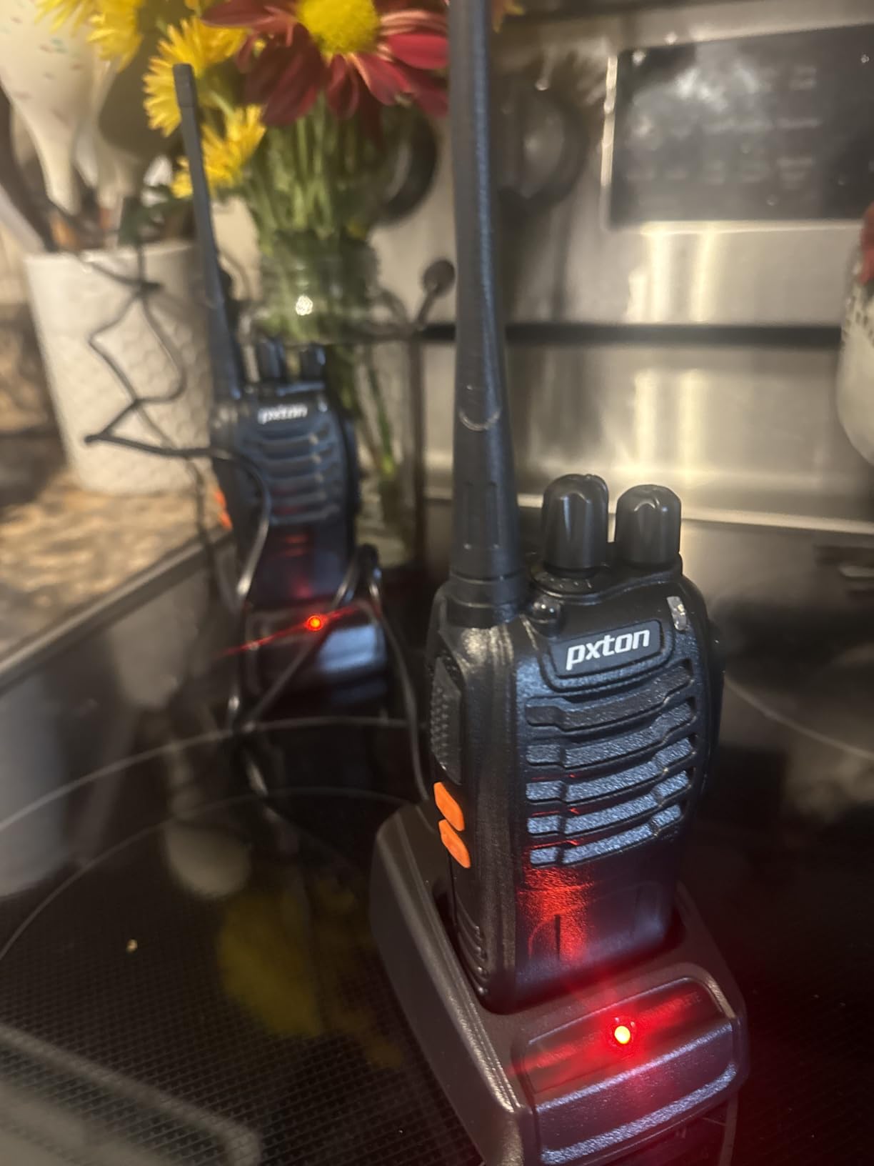 pxton Walkie Talkies Long Range for Adults with Earpieces,16 Channel Walky Talky Rechargeable Handheld Two Way Radios with Flashlight Li-ion Battery and Charger（4 Pack） customer photo 1