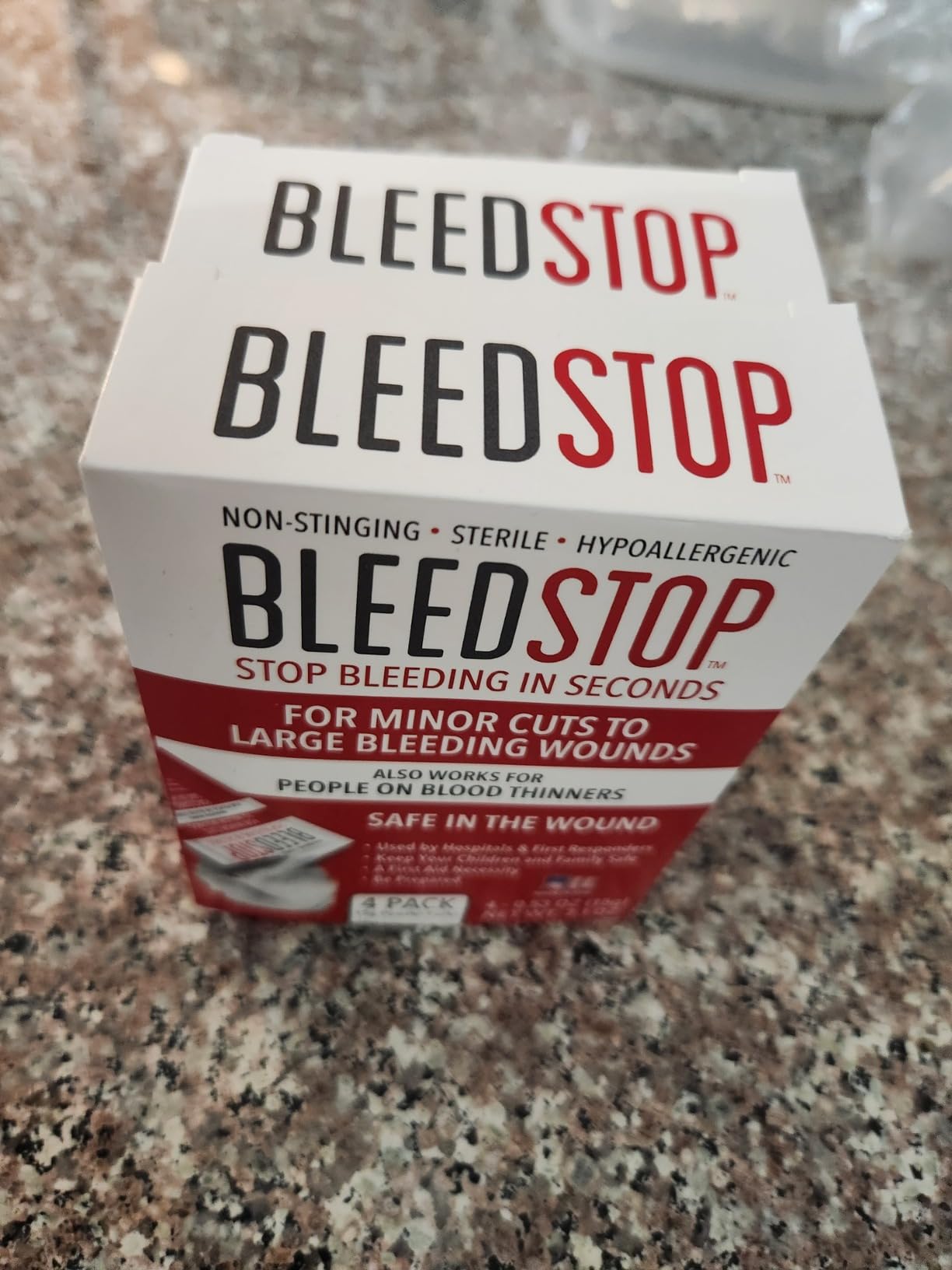 BleedStop First Aid Powder for Blood Clotting, Trauma Kit, Blood Thinner Patients, Camping Safety, and Survival Equipment for Moderate to Severe Bleeding Wounds or Nosebleeds - 4 (15g) Pouches customer photo 1