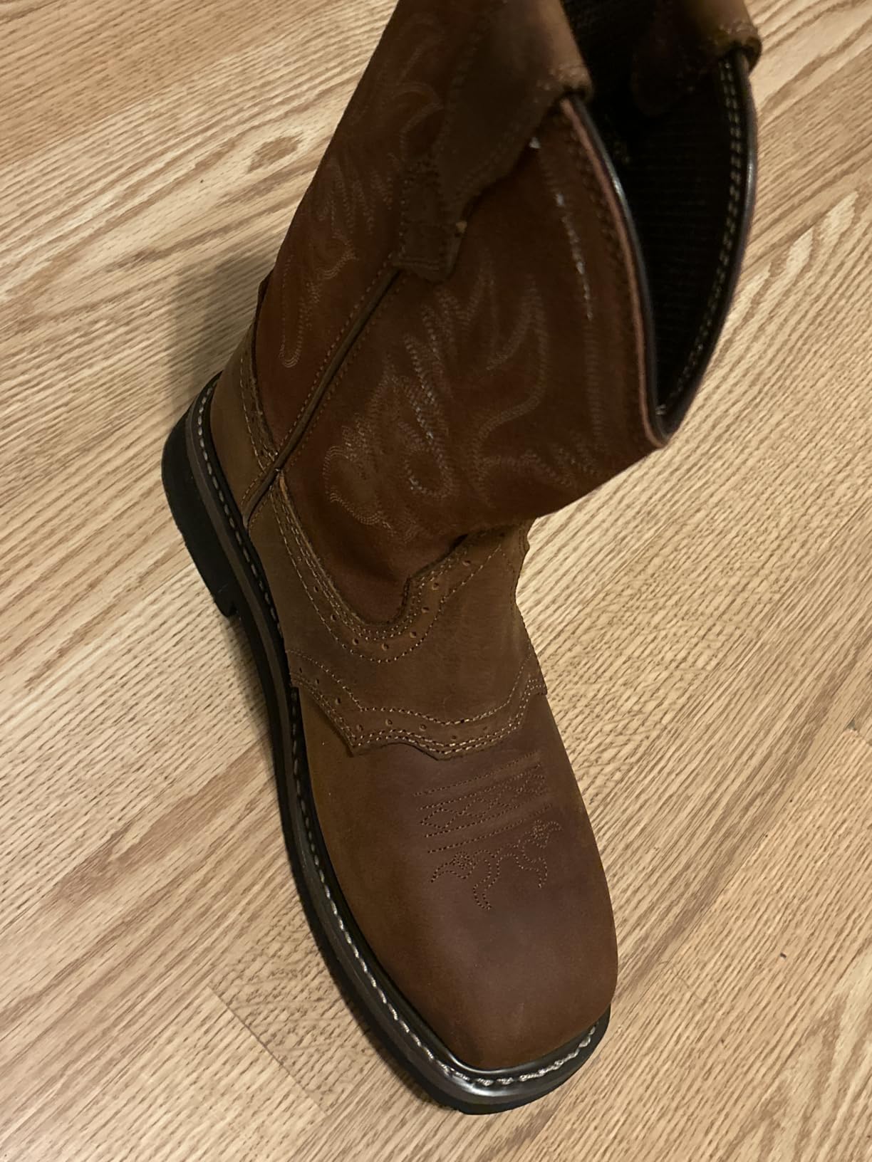 HISEA NINGO Steel Toe Work Boots for Men Square Toe Cowboy Boots | Full-Grain Leather Western Boots, Water & Slip Resistant, Goodyear Welt, EH Rated customer photo 1