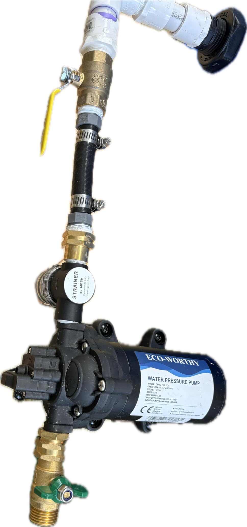 ECO-WORTHY 33-Series Industrial Water Pressure Pump 110V AC 4.0GPM 50PSI RV Fresh Water Diaphragm Pump with Garden Hose Adapters customer photo 1
