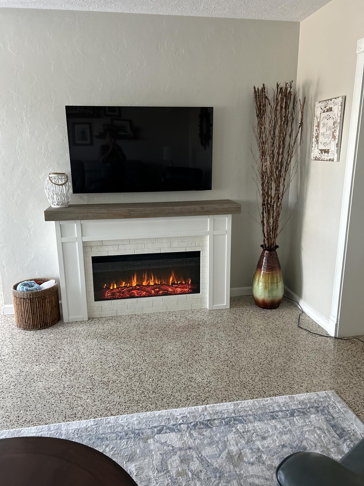 Real Flame Cravenhall Landscape Electric Fireplace with Mantel for Living Room or Bedroom, Replaceable Fireplace Insert Heater, Realistic Log and Flame Effect, Remote Control, Timer, White customer photo 2