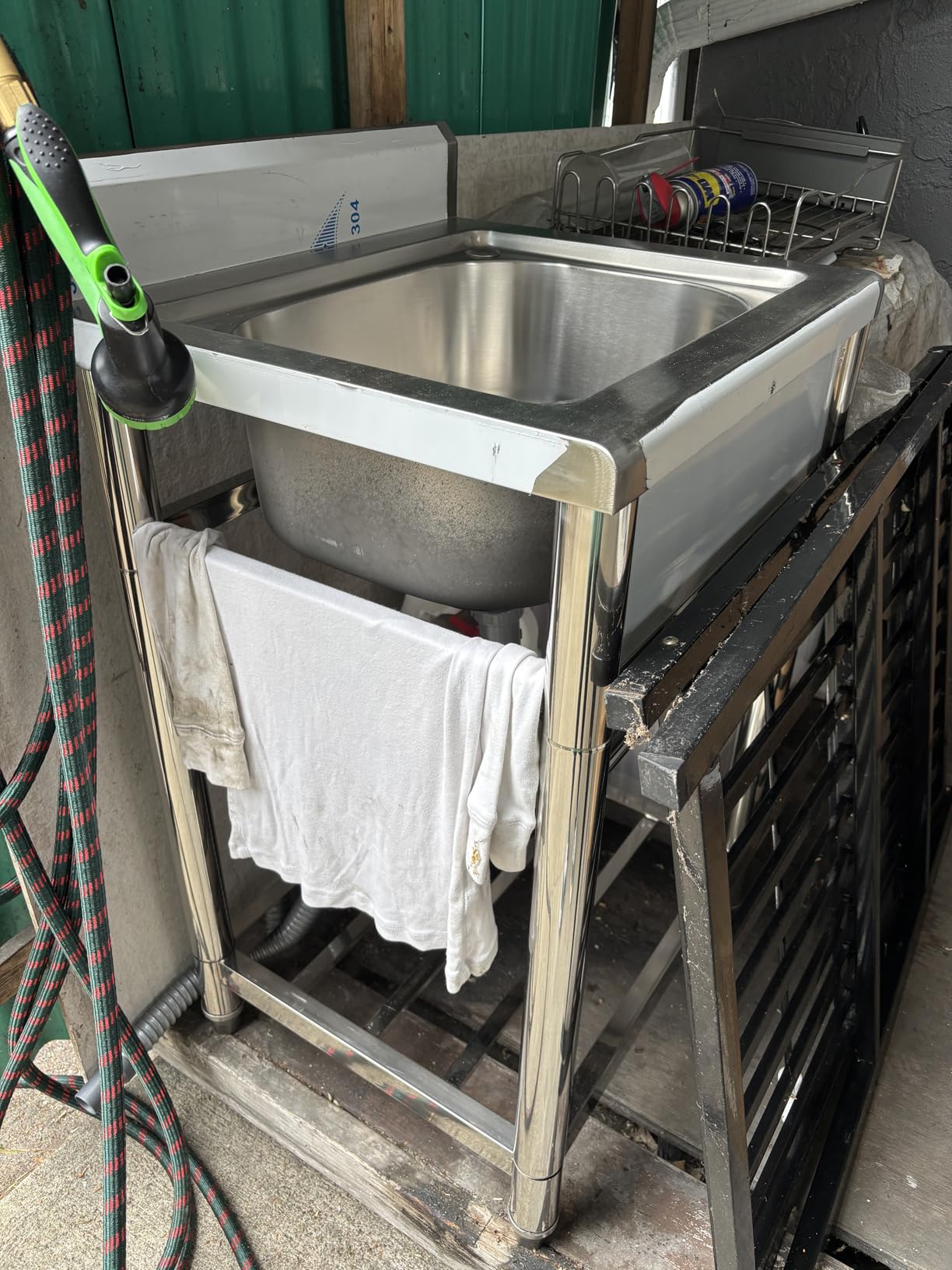 Stainless Steel Utility Sink, Freestanding Single Bowl Garage Sink 22 Inch | Shop Sink for Laundry Room Basement Garden Kitchen Outdoor Indoor, with Cold & Hot Water Lines, Rapid Drainage, Easy Setup customer photo 1