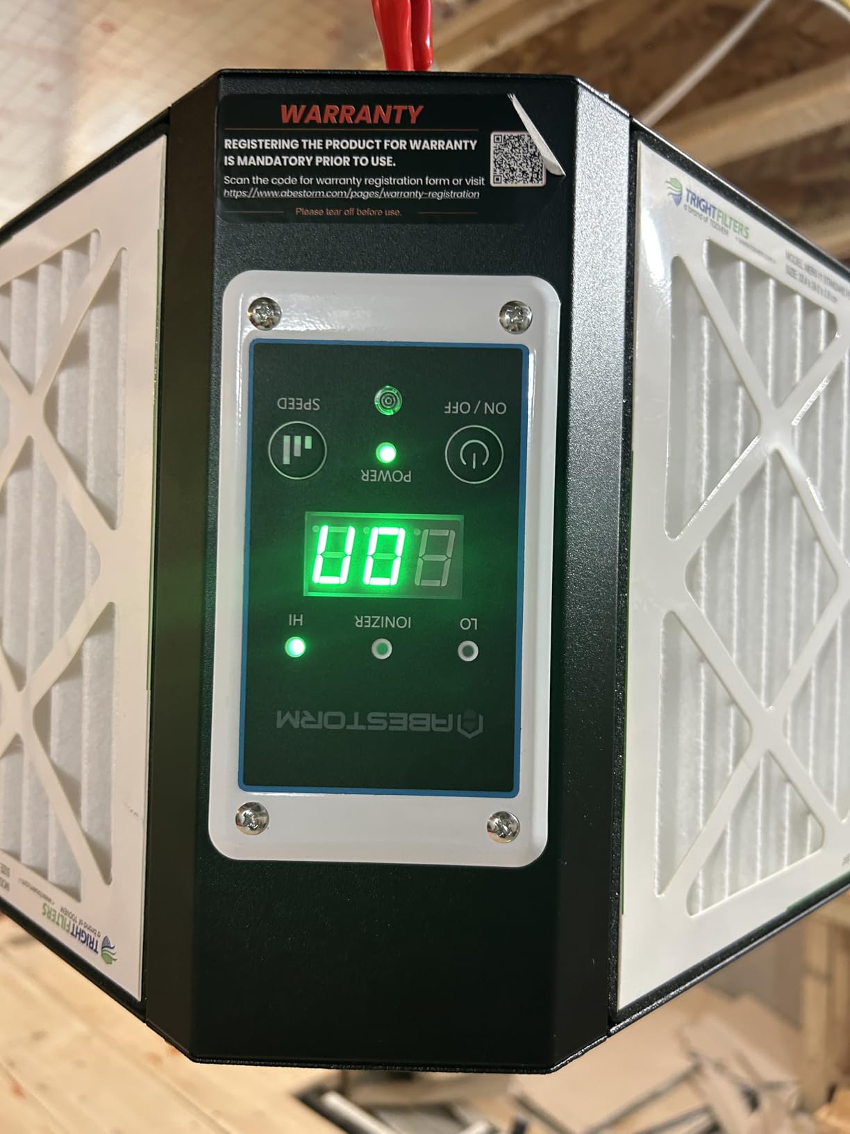 ABESTORM Air Filtration System Woodworking Built-in Ionizer, 1350CFM Hanging Air Filter with Strong Vortex Fan, 360 Degree Intake, Shop Dust Collector for Woodworking, Garage WorkShop, DecDust 1350IG customer photo 1