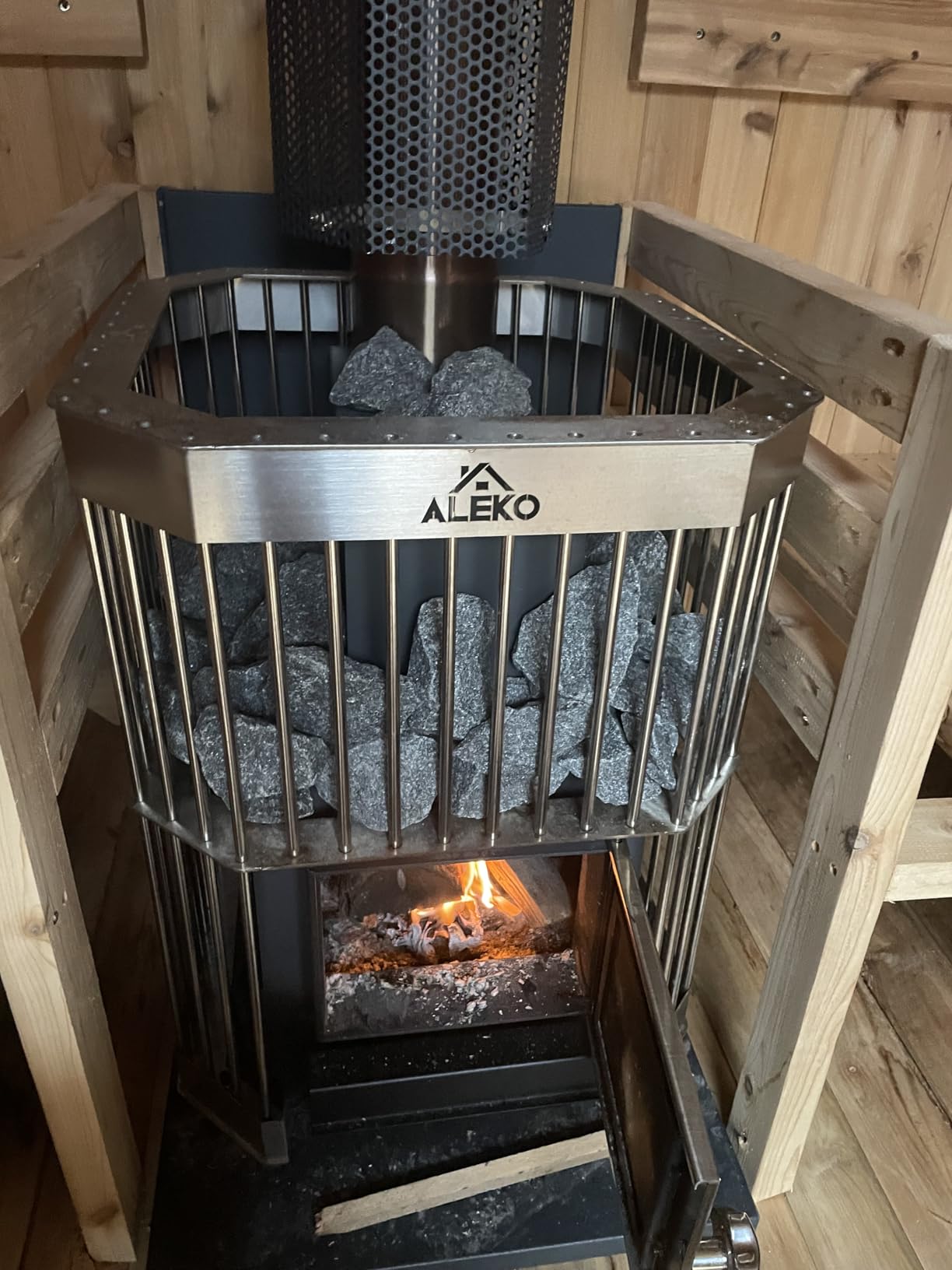ALEKO Wood Burning Sauna Heater and Chimney Kit | Equivalent to 9-15 kW Electric Heater customer photo 2