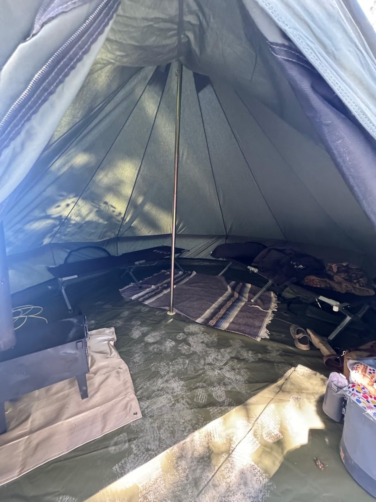 10/13/16/20ft Canvas Bell Tent with Stove Jack & Removable Floor | Yurt Cotton Tent Fits 2-3 People. 4-Season for Family, Car Camping, Hunting, and Parties. Mesh Windows for Ventilation customer photo 2