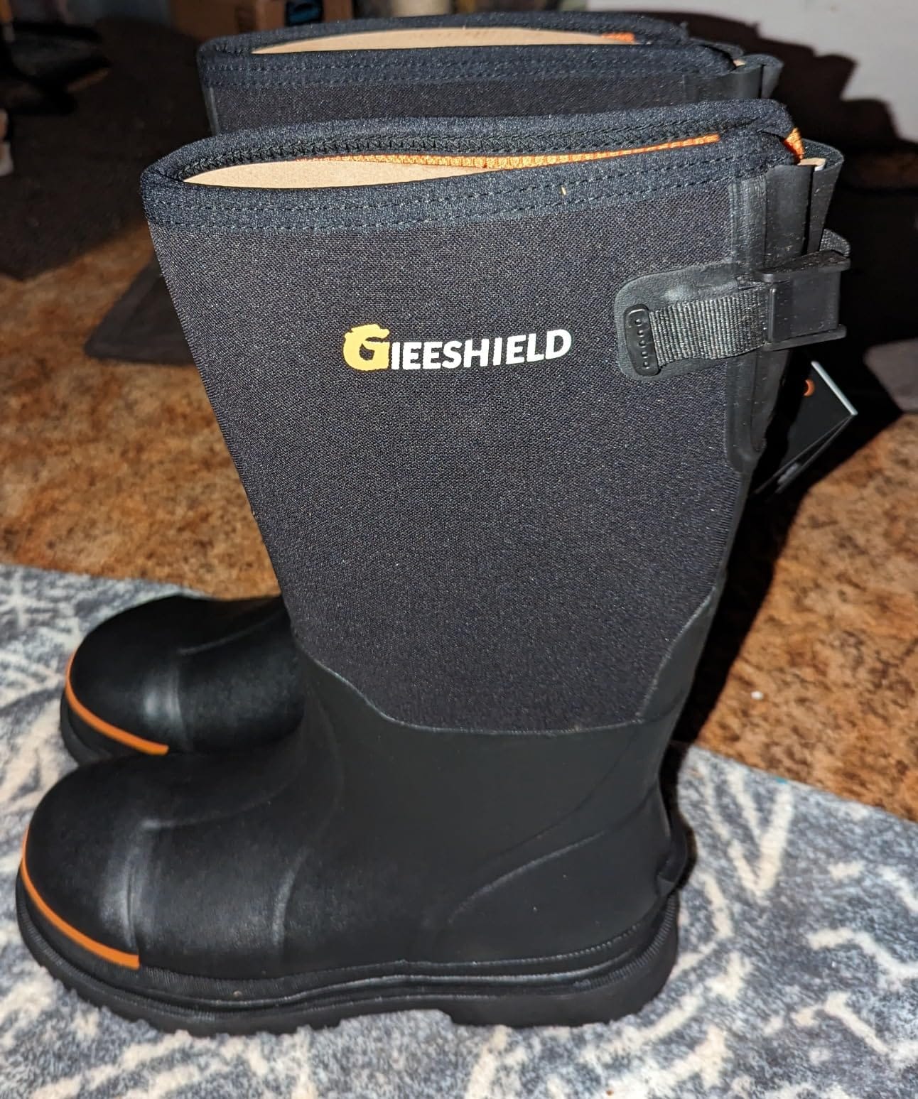 Men's Rubber Work Boots with Steel Toe & Shank, Waterproof & Anti-Slip, 6mm Neoprene, Durable Brown Rubber Boot for Construction, Farming, Manufacturing, Sizes 7-14 customer photo 2