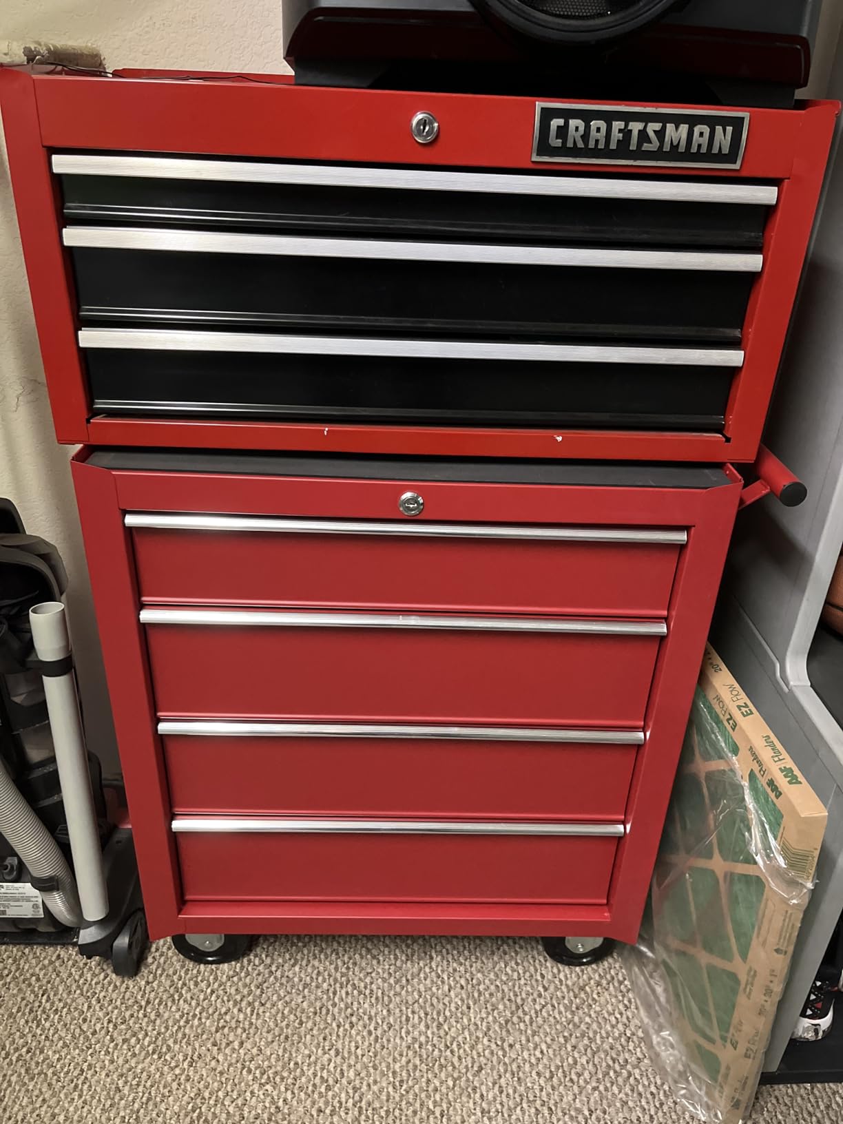 4 Drawer Rolling Tool Cabinet, Lockable Steel Tool Chest, Heavy Duty Metal Garage Workshop Storage Cart with Top Tray, Side Handle, Locking Drawer and Wheels customer photo 2