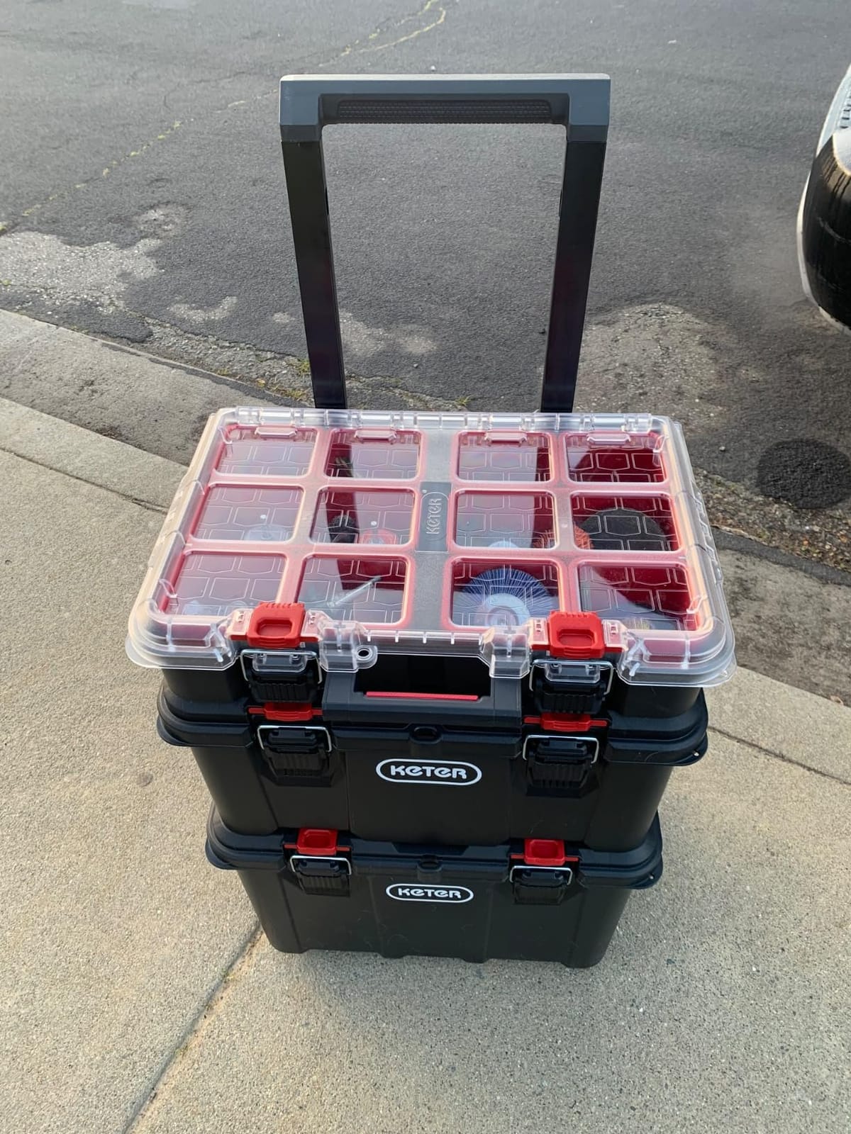 Keter Stack N Rolling Tool Box Modular Storage System 3 Piece, Heavy Duty, Weatherproof, All Terrain Wheels customer photo 2