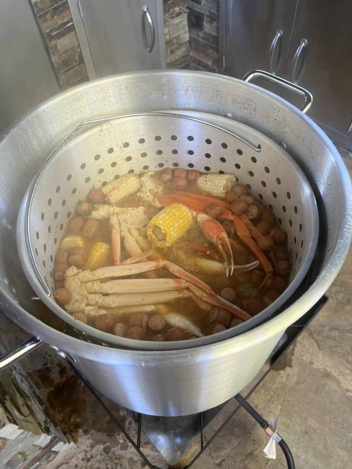 30QT & 10QT Outdoor Fryer | Turkey Fryer | Seafood Boil Pot | Cover & Skimmer Included | 50,000BTU Propane Burner | Aluminum Deep Fryer Pot with Basket | Crab, Seafood & Crawfish Boiler customer photo 1