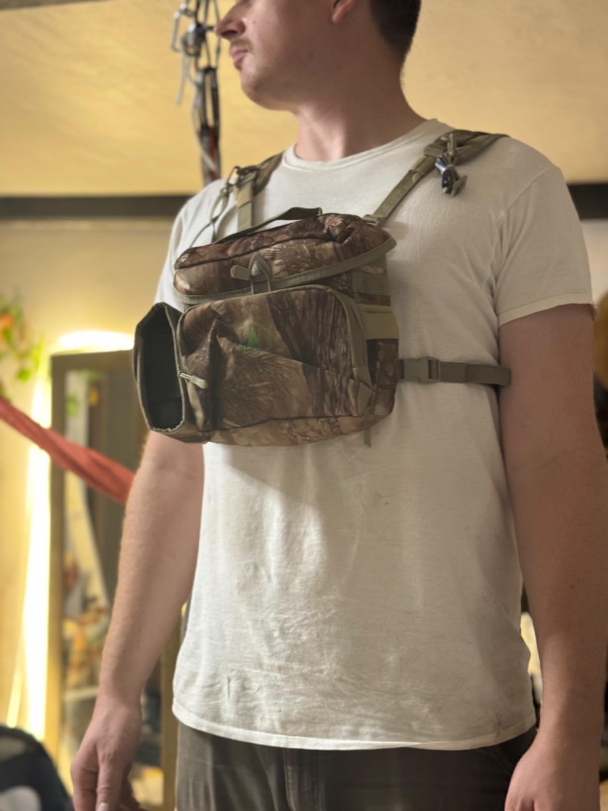 Binocular Harness Chest Pack with Rangefinder Pouch, Bino Harness with Rain Cover for Hunting customer photo 1
