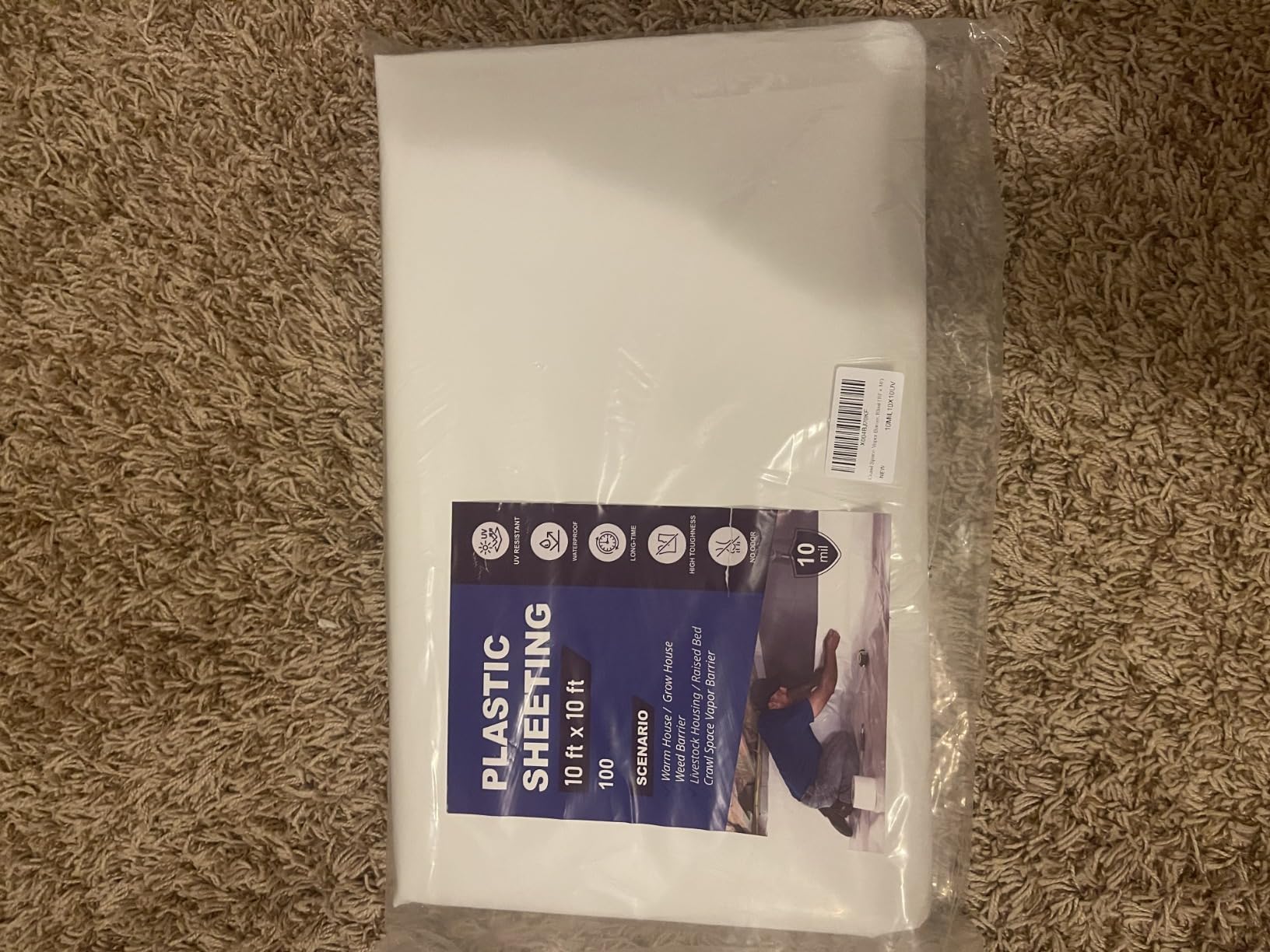 Crawl Space Vapor Barrier - 14 mil 10' x 100', Vapor Barrier for Crawlspace Encapsulation kit, Vapor Barrier Plastic Material, Crawlspace Liner, Heavy Duty Plastic sheeting, Black and White Panda Film customer photo 2