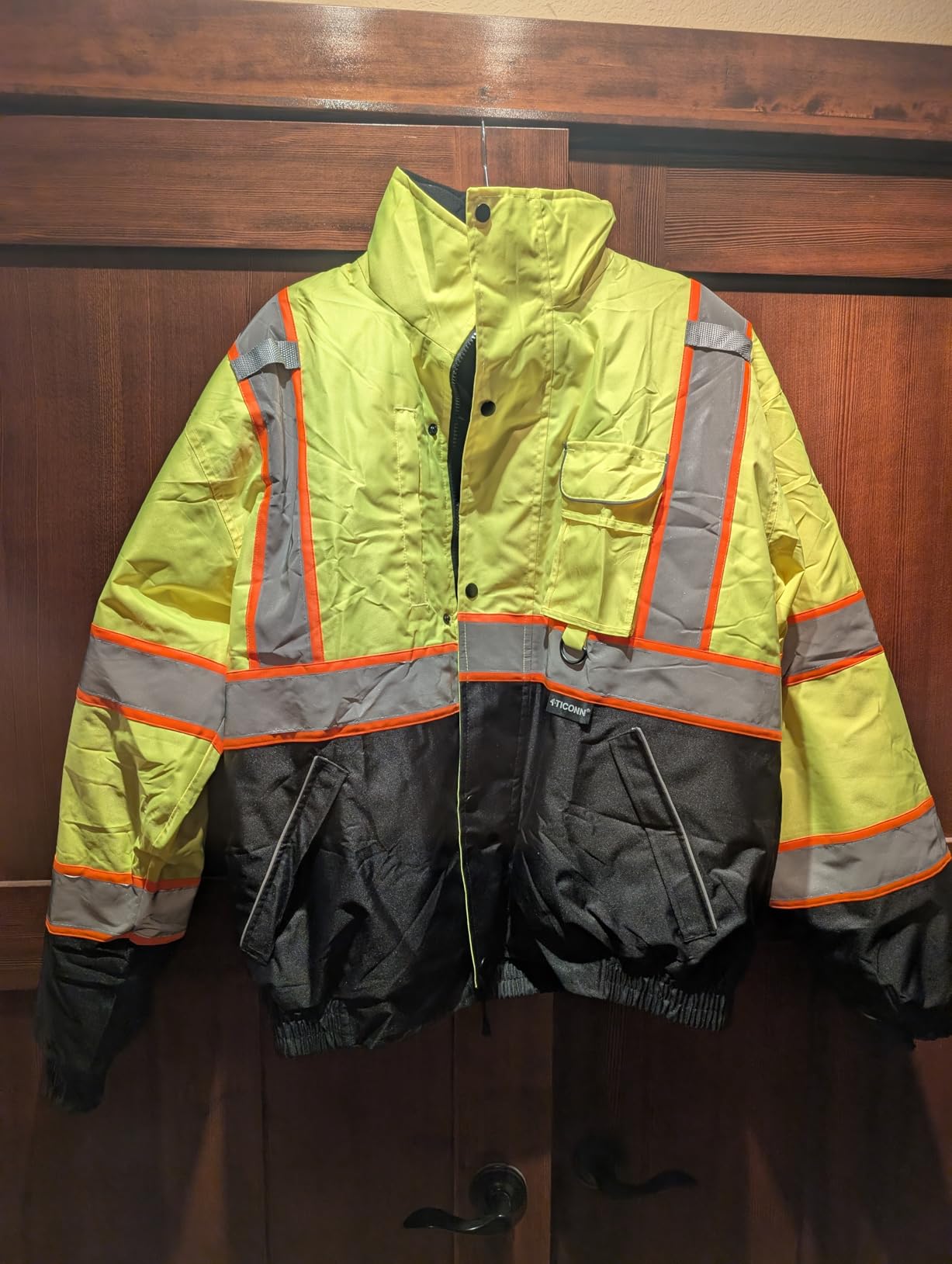 TICONN Hi Vis Safety Bomber Jacket, Fleece-Lined Waterproof ANSI Class 3 - PU Coating Work Rain Jacket, Soft Insulation Lining, 360 Reflective Strips customer photo 1