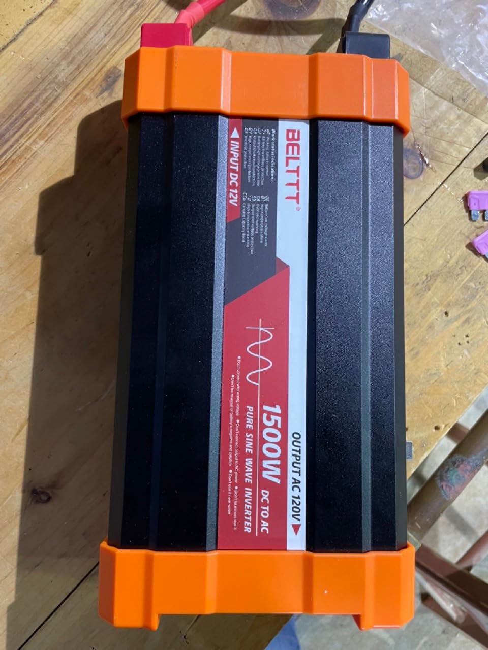 BELTTT 1500W Pure Sine Wave Inverter 12V to 120V AC, Inverter 12V to 110V Converter for Solar, Off-Grid, RV, Truck, Power Inverter with Dual AC Socket, 5V 2.1A USB, Surge 3000W, Smart LCD Display customer photo 2