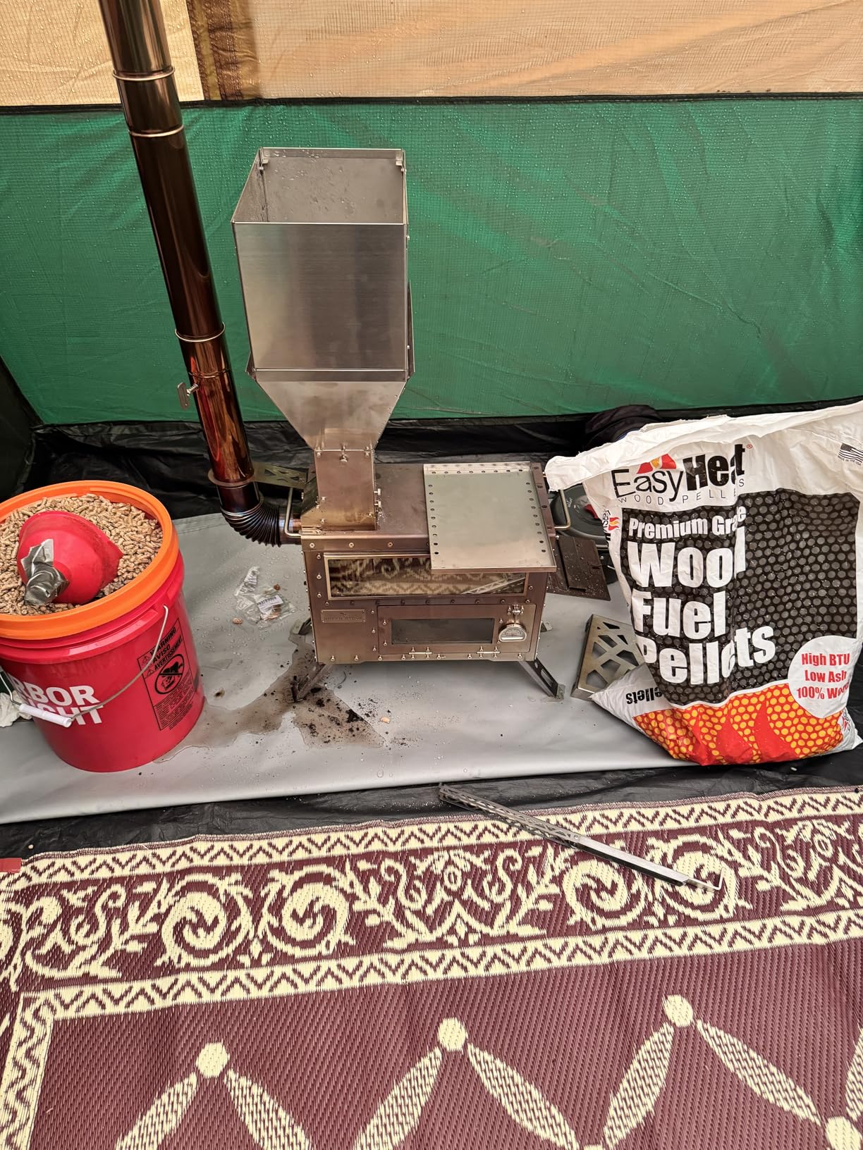 Greenstovehori 5 Outdoor Pellet Stove with Oven for Hot Tent Camping | Wood & Pellet Burning Stove with Stainless Steel Construction and Chimney Pipes Included customer photo 2
