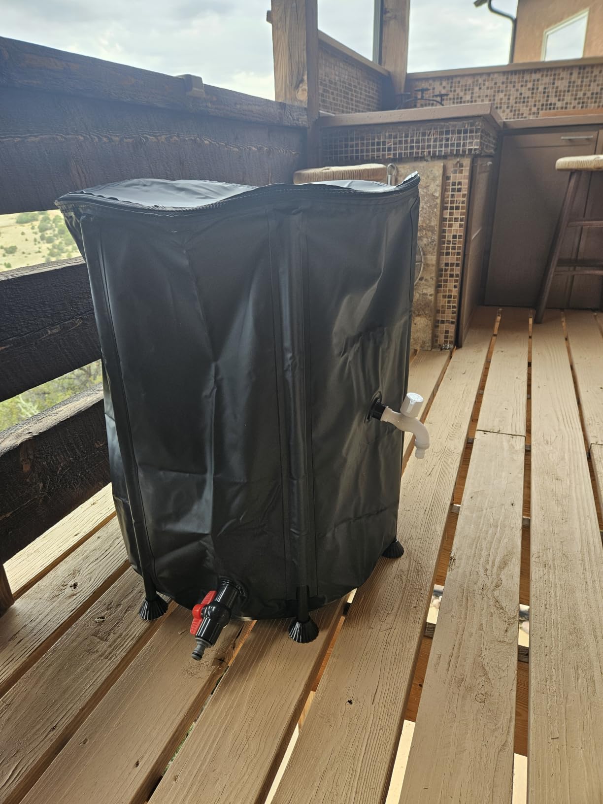 Collapsible Rain Barrel Water Storage Containers-53 Gallon Portable Rainwater Collect System Water Tank to Collect Rainwater from Gutter Downspout Water Catcher with Spigots,Filter&Overflow Kits customer photo 2