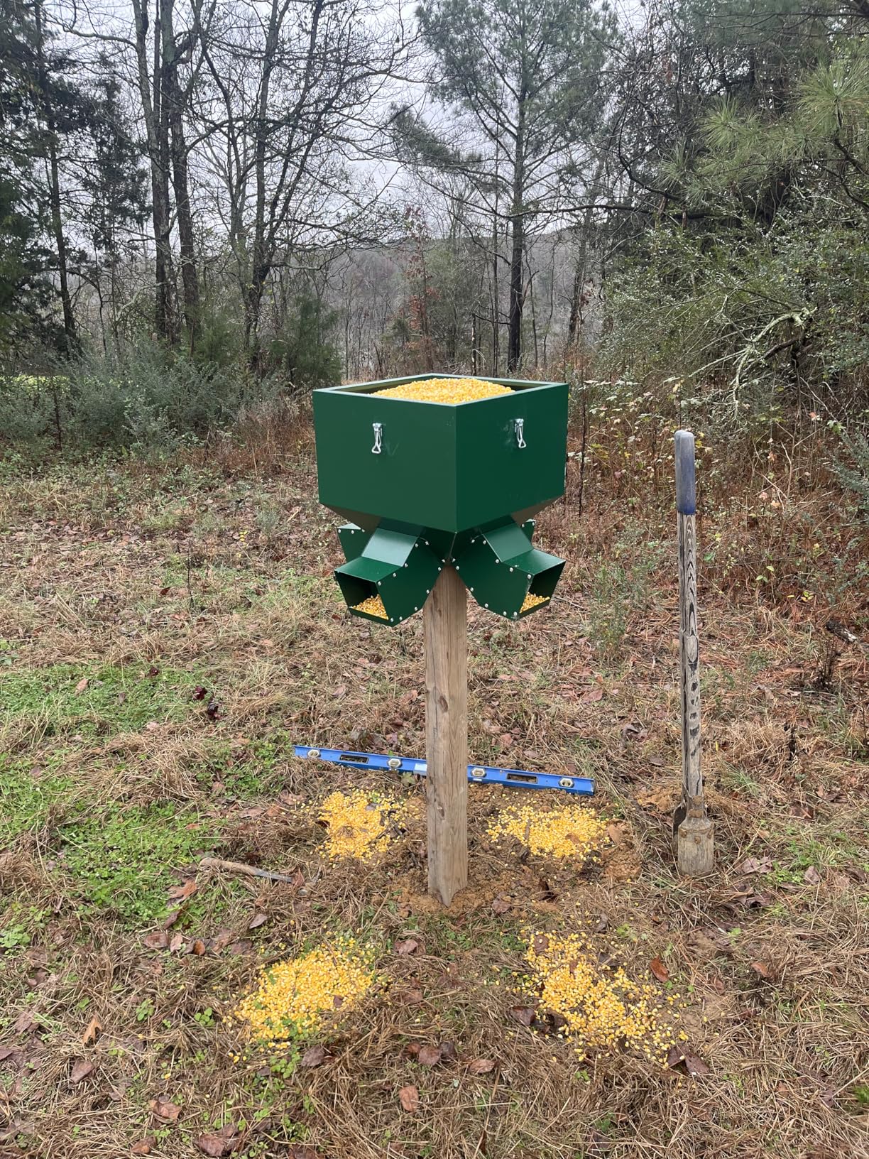 Gravity Feeder, 150lb Large Capacity Gravity-Fed Deer Feeder, Game Hunting Feeder, Deer and Wildlife Feeder, Protein 4 Feed Head, Green customer photo 1
