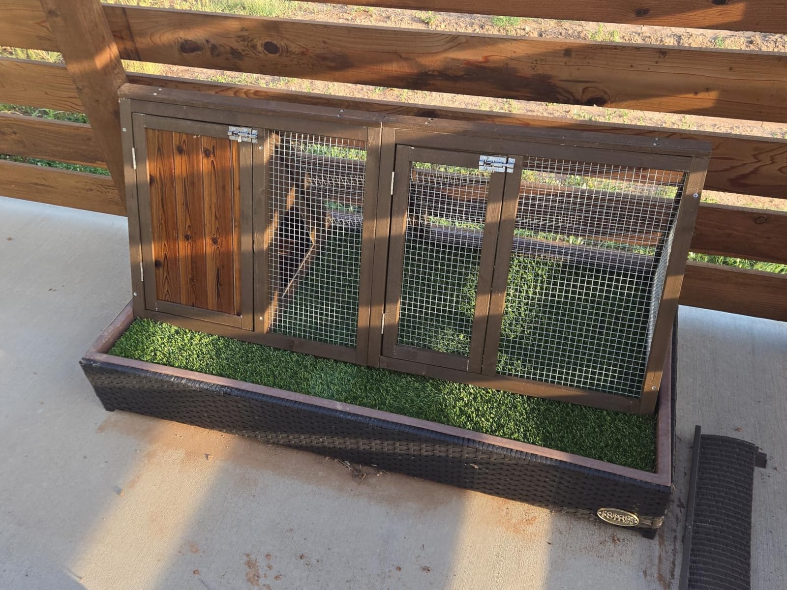 Outdoor Chicken Coop Wooden A-Frame Small Animal Coop Rabbit House Quail Cages with Outdoor Runs & Ventilated Wire Fence Suitable for Garden Backyard Farms 47 x 18 x 19.5 in (Brown) customer photo 1
