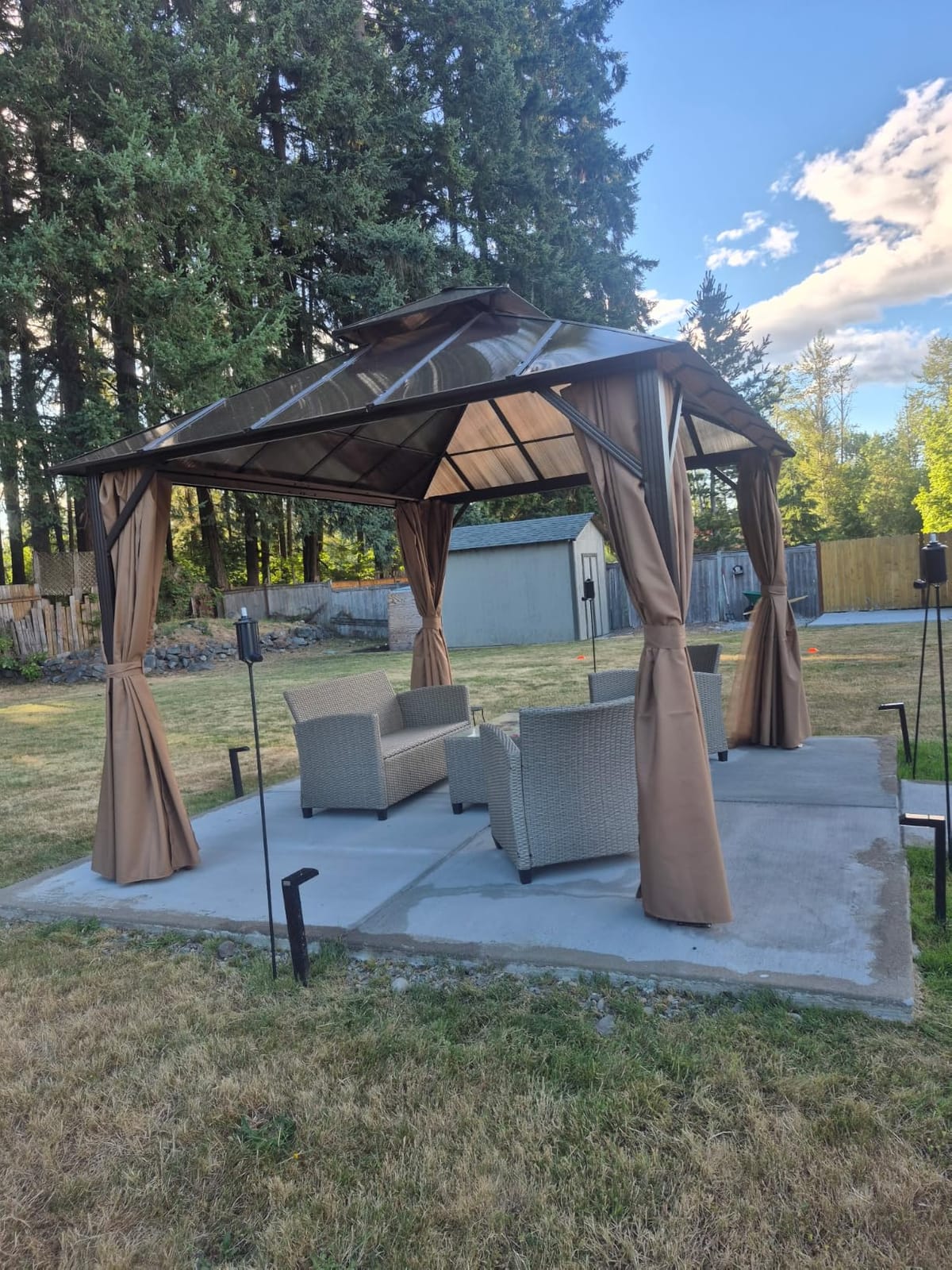 Aoxun 12'x10' Hardtop Gazebo with Polycarbonate Double Roof, Brown customer photo 2