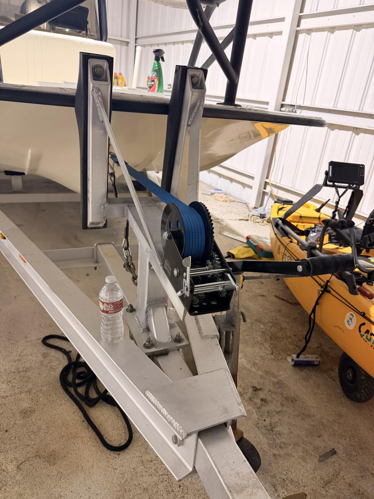 Kolvoii 3500 lb Boat Trailer Winch, 33 ft Strap, 2-Speed 4:1/8:1, Two-Way Ratchet, Galvanized Finish customer photo 1