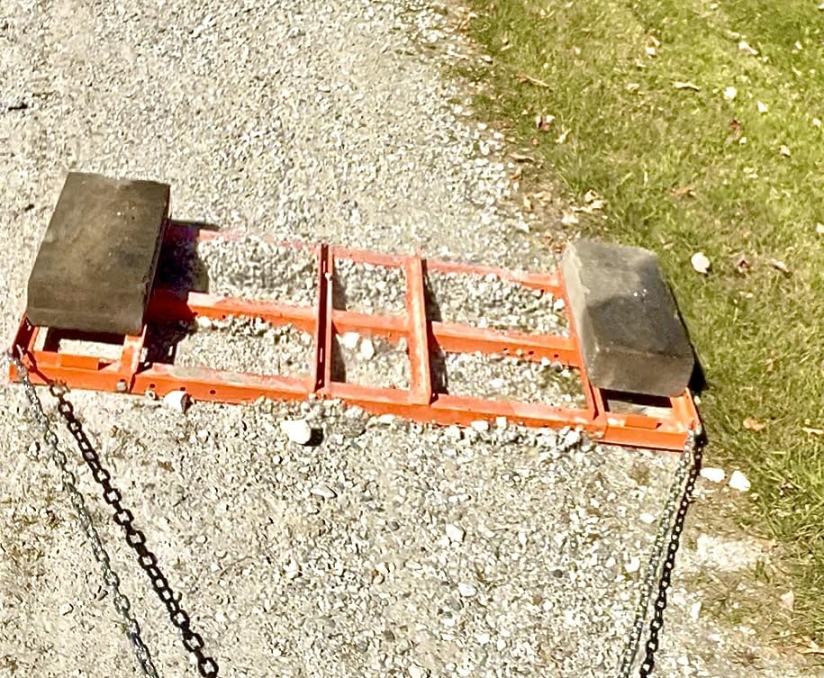 4 Ft Drag Harrow, Heavy Duty Driveway Grader, Tow Behind Lawn Rake with 5 Ft Chain, 4 Safety Belts, 2 Adjustable Bars, Driveway Drag for Gravel, Sand, Lawn, Soil, Hay, ATV, UTV, Mower, Tractor, Black customer photo 1