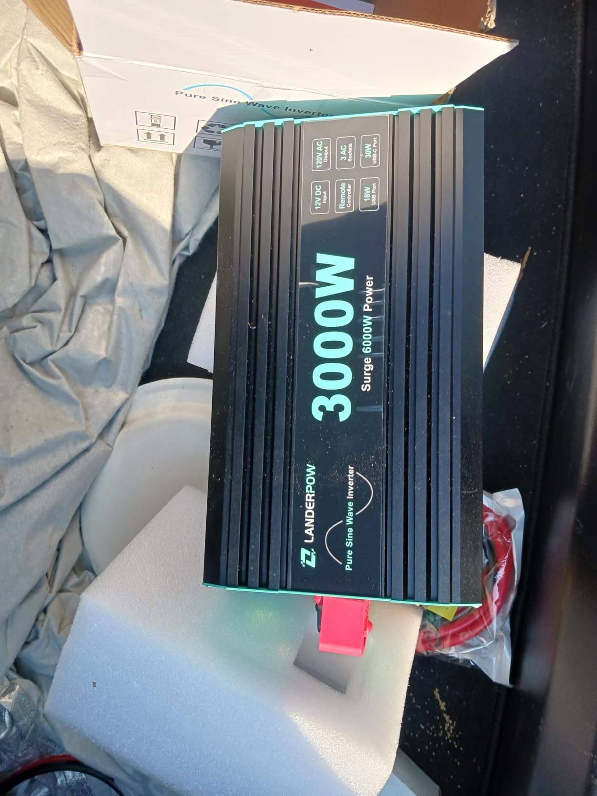 3000 Watt Pure Sine Wave Inverter 12V DC to 120V AC for RV, Truck, Solar, Home, Off-Grid, Power Inverter with 3 AC Outlet, 30W USB-C, 5V 3.1A USB, Hardwire Port, Remote Control, Surge 6000W customer photo 1