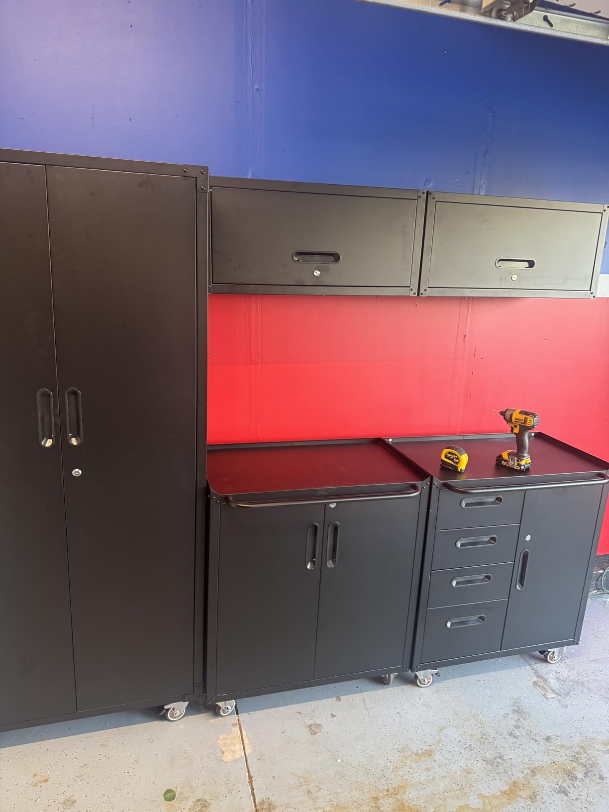 Garage Storage Cabinets System 5PCS Workshop Set with Drawers Locking Heavy Duty Rolling Cart with Adjustable Shelves Garage Tool Workbench Cabinets customer photo 2