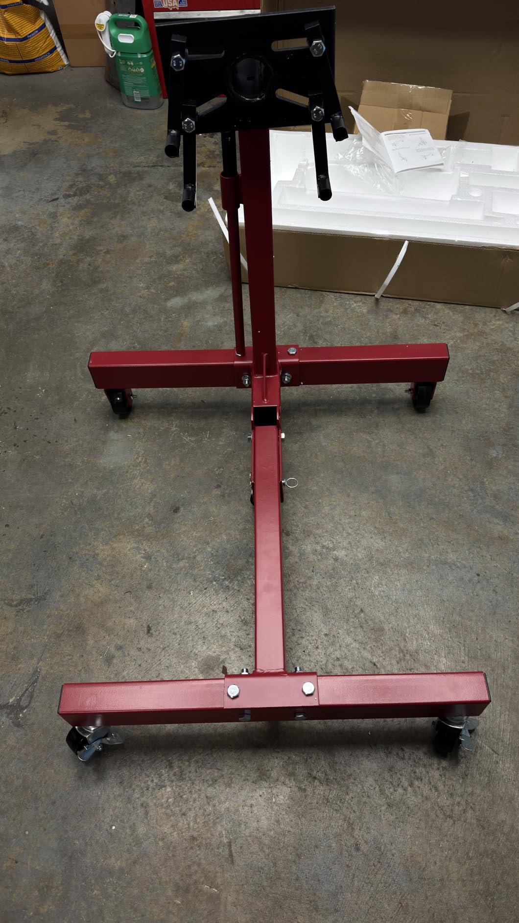 1500 lbs Cast Iron Heavy-Duty Foldable Engine Motor Stand for Vehicle Maintenance and Auto Repair with 360 Rotating Head, 4 Adjustable Arms and 5 Casters customer photo 1