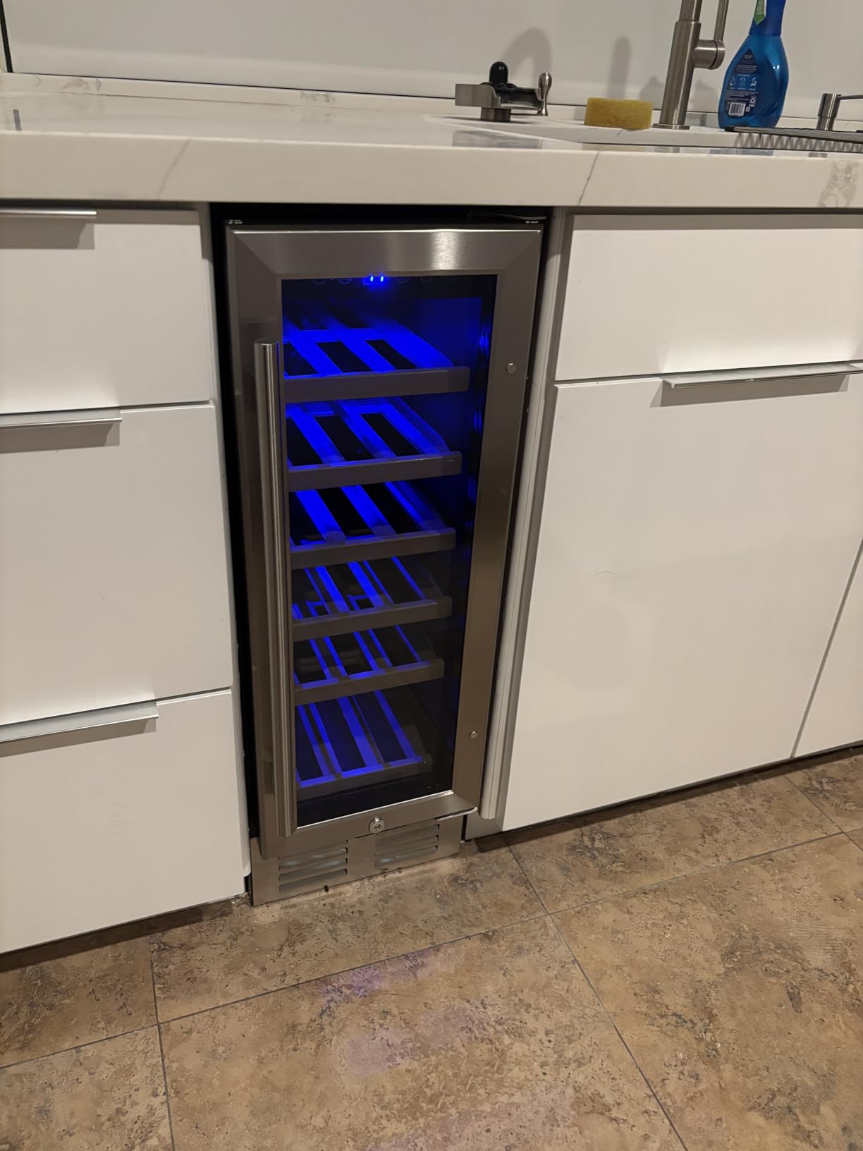 EUHOMY 15 Inch Wine Fridge, 33 Bottle Dual Zone Wine Cooler Refrigerator with Glass Door, Built-In or Freestanding Wine Refrigerator with Digital Temperature Control, for Home, Bar, Office customer photo 2