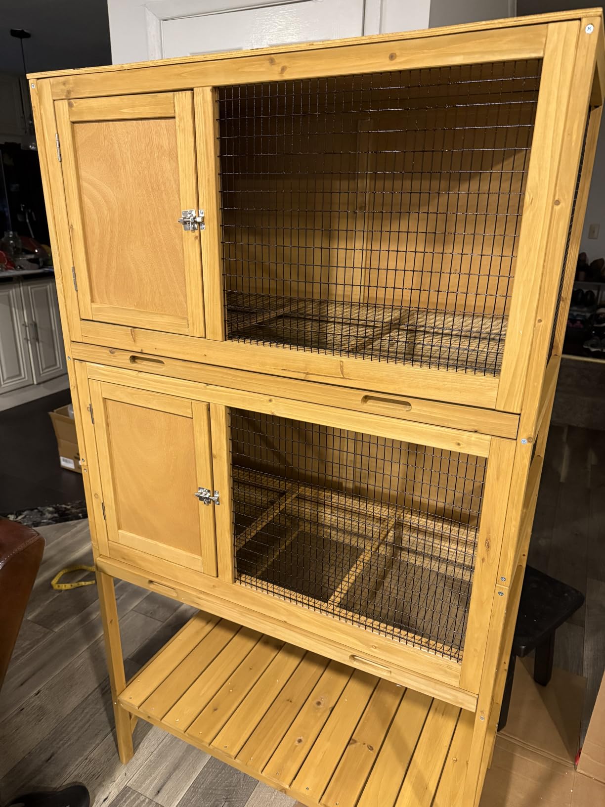 GDLF Wooden Quail Cage Indoor, 2-Tier Quail Coop with Pull-Out Trays, Ventilated Wire Mesh, Access Doors & Storage Shelf customer photo 1
