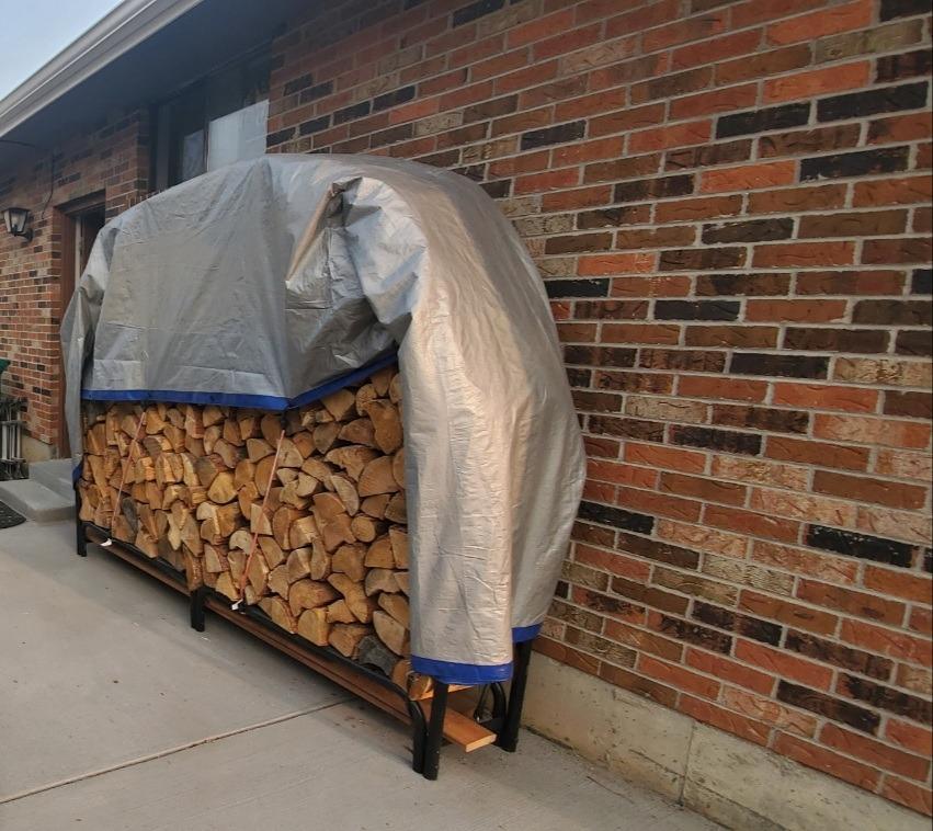 ShelterLogic 4' Adjustable Heavy Duty Outdoor Firewood Rack with Steel Frame Construction and Water-Resistant Cover customer photo 1