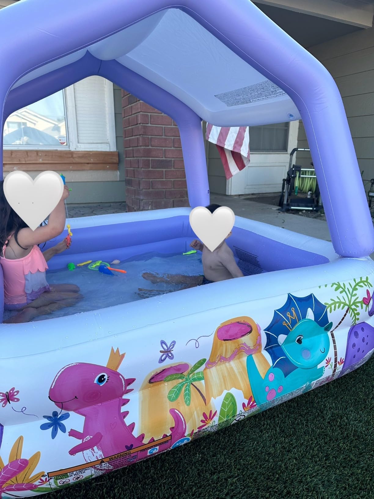 Intex 57470EP Sun Shade 5 Foot Square Inflatable Durable 10 Gauge Vinyl Kiddie Pool with Ocean Scene and Canopy for Ages 3 Years and Up, Multicolor customer photo 1