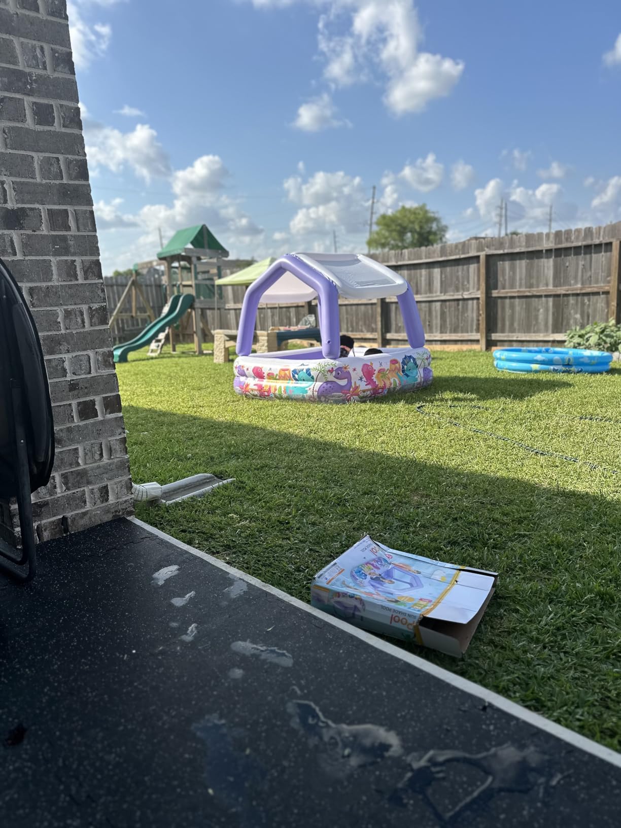 Intex 57470EP Sun Shade 5 Foot Square Inflatable Durable 10 Gauge Vinyl Kiddie Pool with Ocean Scene and Canopy for Ages 3 Years and Up, Multicolor customer photo 2