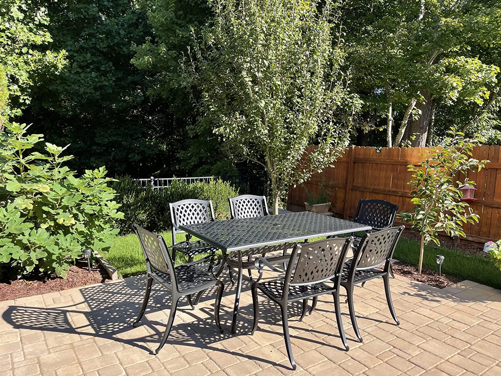 Christopher Knight Home Cayman Outdoor 6-Seater Cast Aluminum Dining Set, 7-Pcs Set, Black Sand customer photo 2