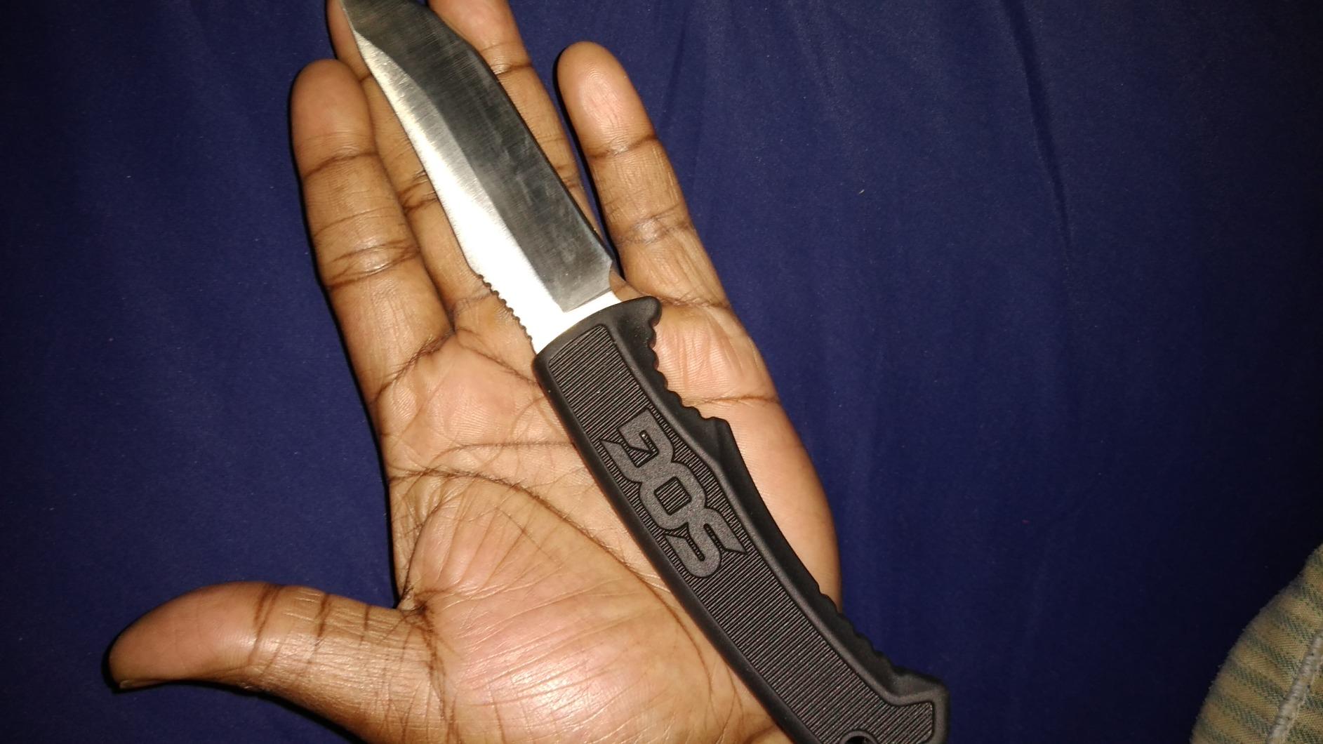 SOG Survival Knife with Sheath - Field Knife Fixed Blade Knives 4 Inch Tactical Knife and Bushcraft Knife w/Full Tang Hunting Knife Blade (FK1001-CP) customer photo 2