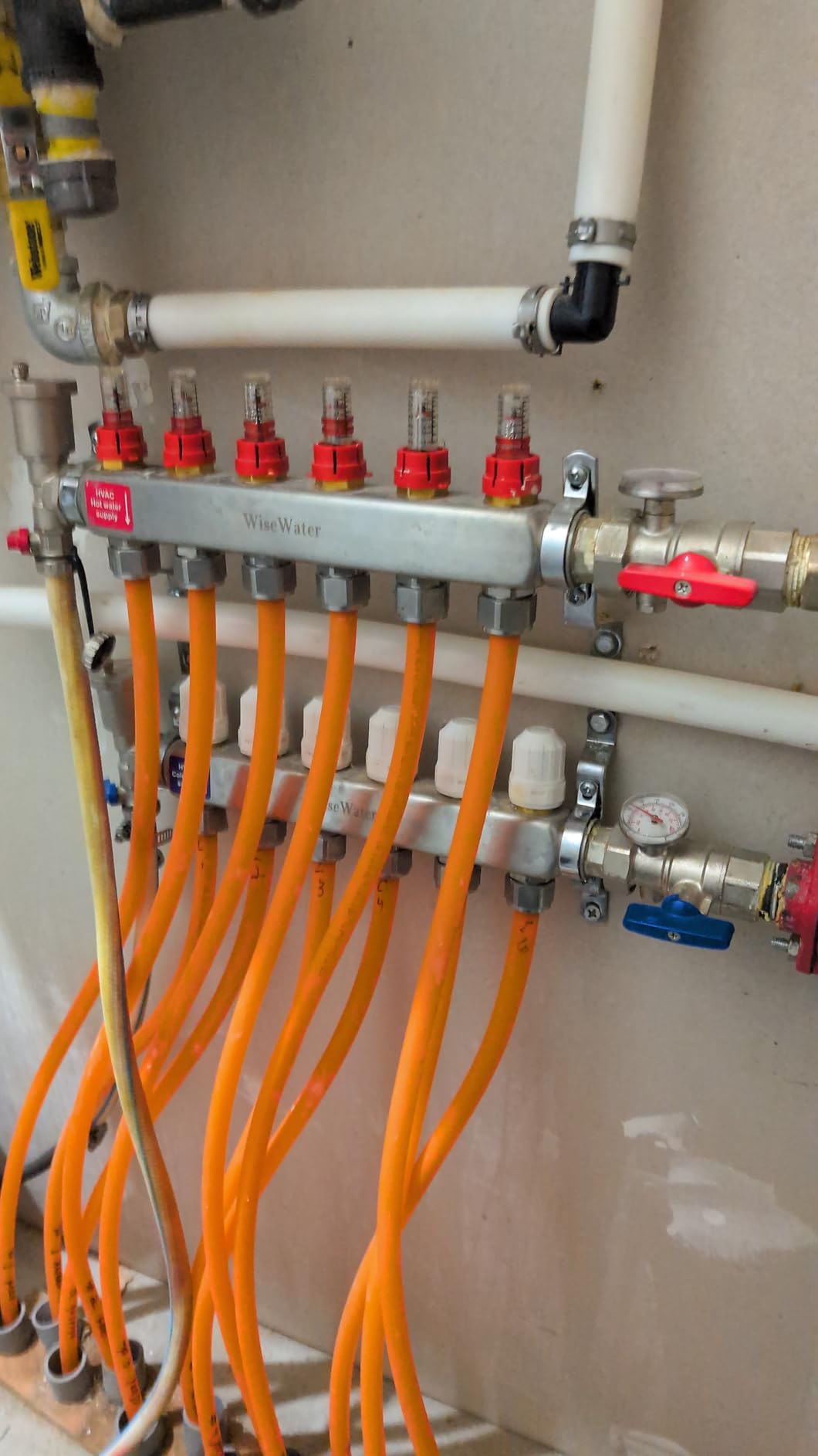 AB 8 Loops Pex/Radiant Manifold, ½ Inch Compatible Outlets, Up to 1.3 GPM Flow Valve for Hydronic Radiant Floor Heating(1/2