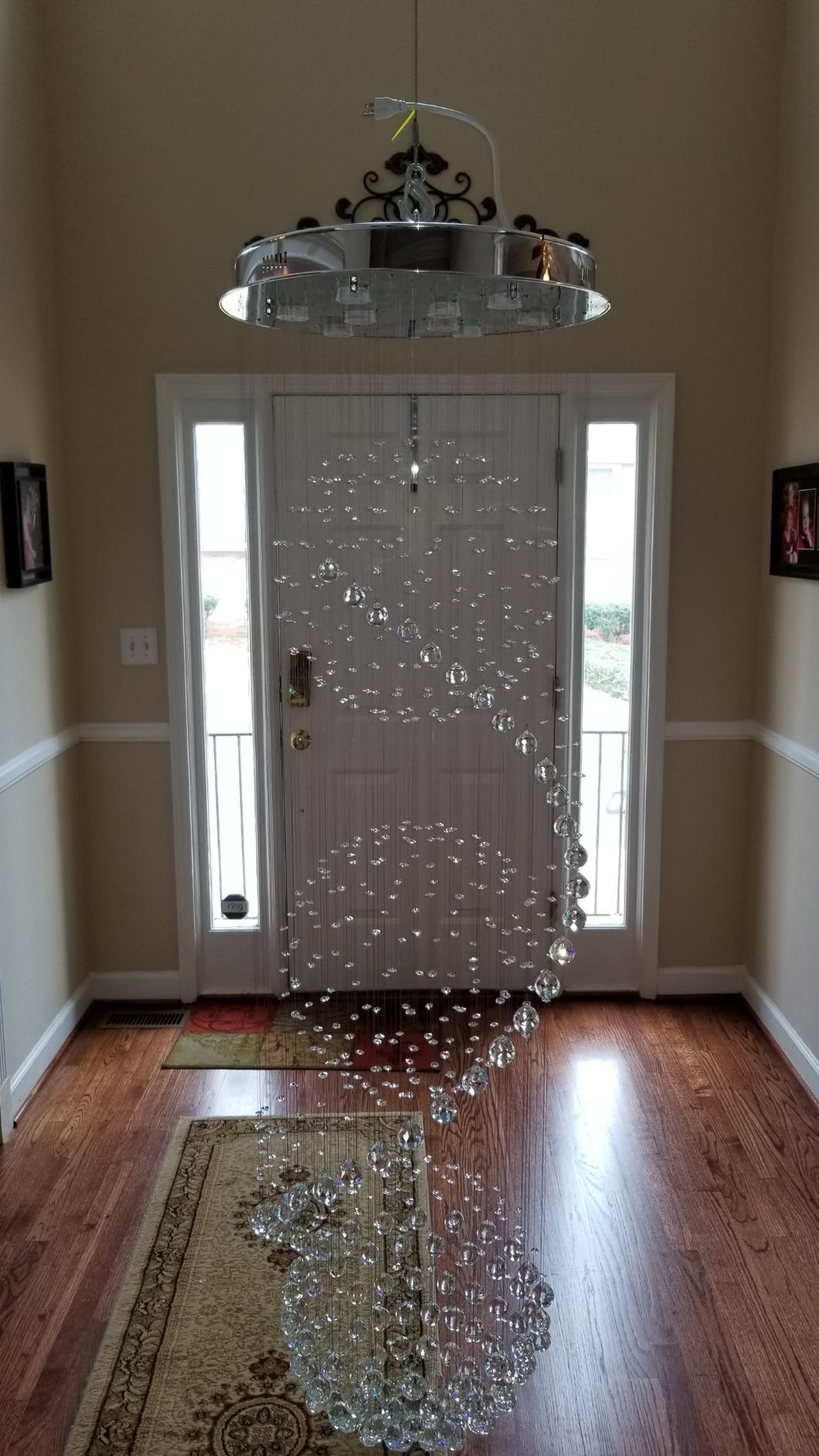 Modern Crystal Chandelier Spiral Sphere Design 9 Light Crystal High Ceiling Light Chandelier for Living Room Hotel Stairs Foyer Entryway Height 79 inch Flush Mount Diameter 24 inch customer photo 1