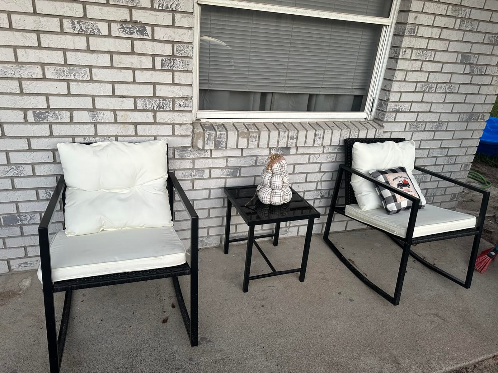 Devoko 3 Pieces Patio Furniture Set Wicker Outdoor Rocking Bistro Chair customer photo 1