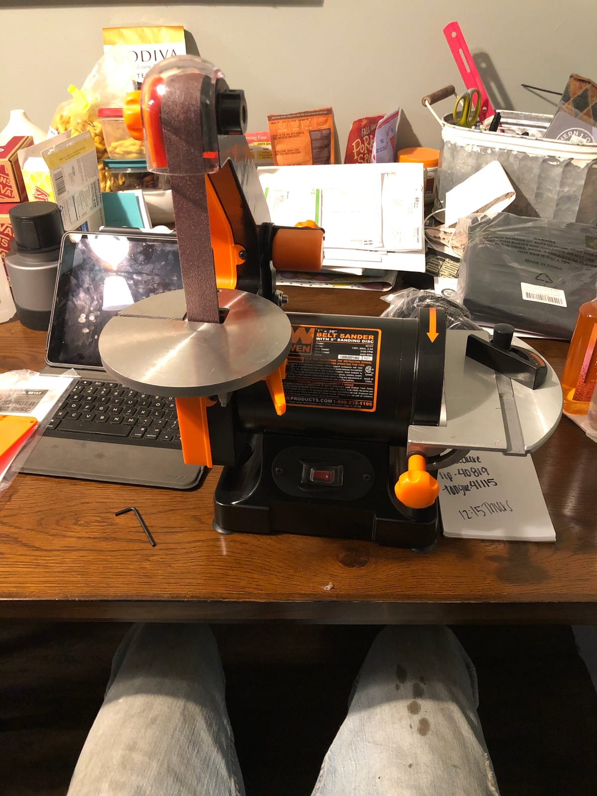WEN Benchtop Belt and Disc Sander with 1 x 30 in. Belt and 5 in. Sanding Disc (6515T) customer photo 2