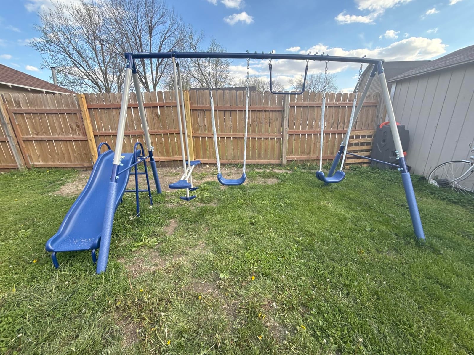 Sportspower Arcadia Metal Swing Set for Kids – Trapeze, 2-Person Glider, 5ft Slide, Anchor Kit, 6.1ft Durable Steel Frame – Outdoor Backyard Playset with 600 lbs Capacity customer photo 2