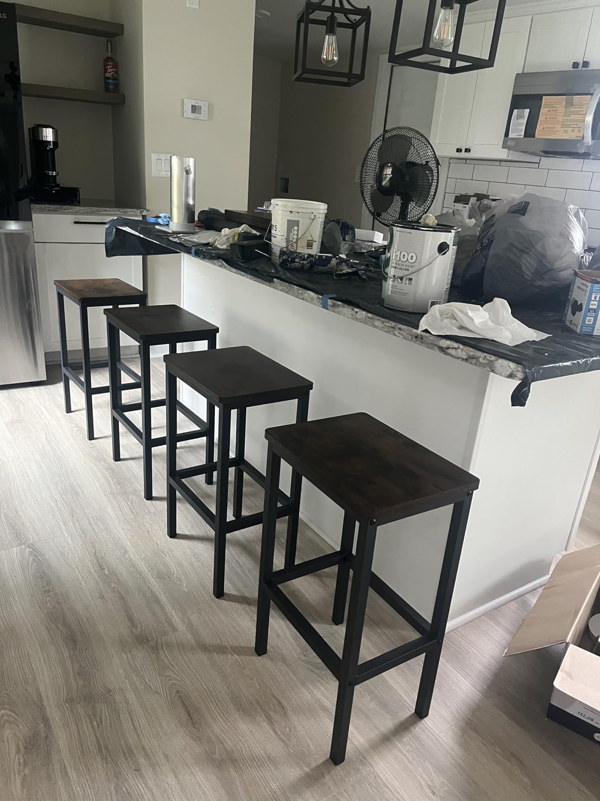 VASAGLE Bar Stools Set of 2 with Footrest, Modern Basic Style customer photo 1