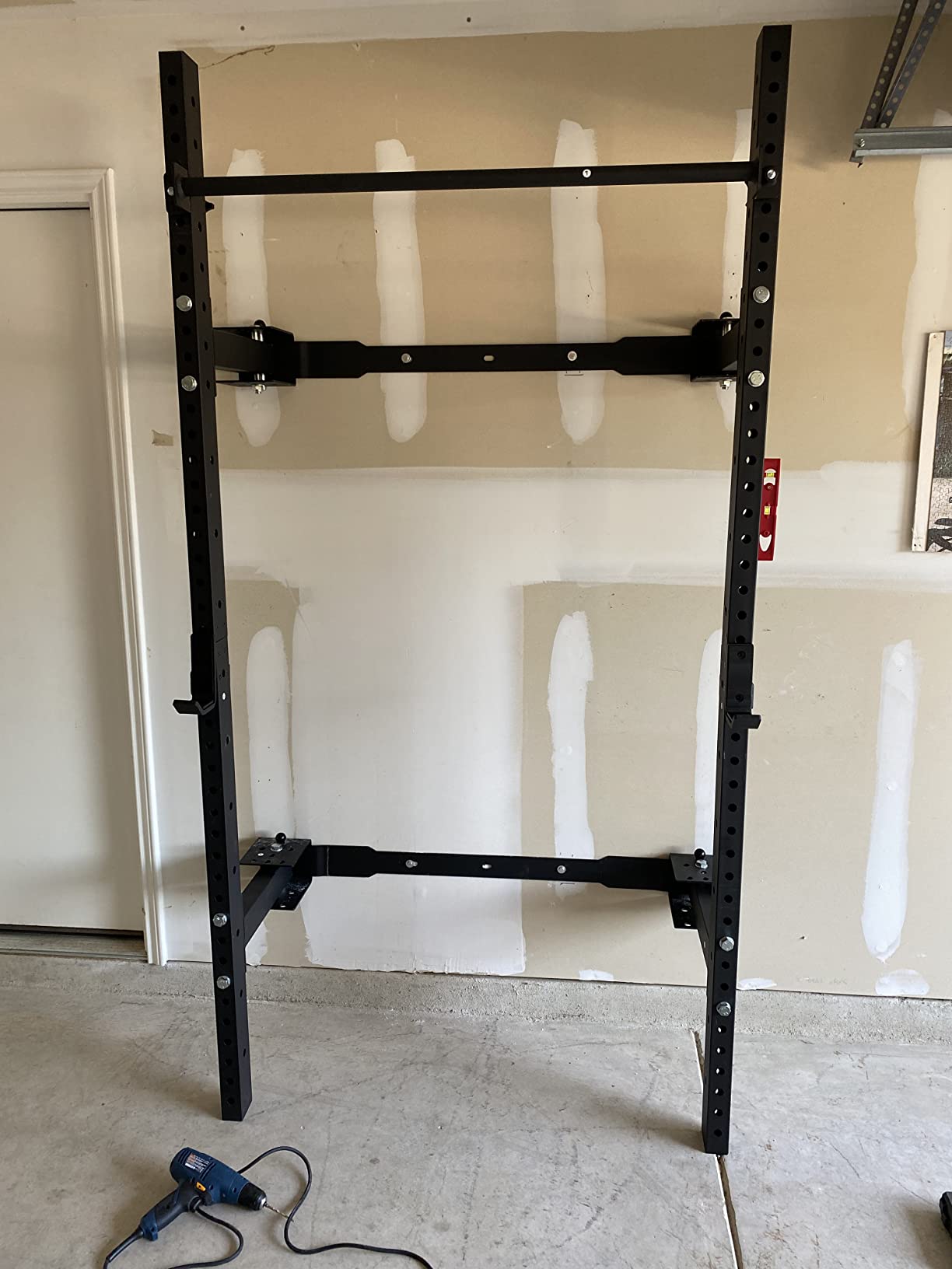 PRx Performance Wall Mounted Folding Power Squat Rack - Heavy Duty Adjustable Pull Up Bar, Space Saving Home Gym Equipment with Durable J-Cups, Ideal for Weight Lifting and Strength Training - Black customer photo 1